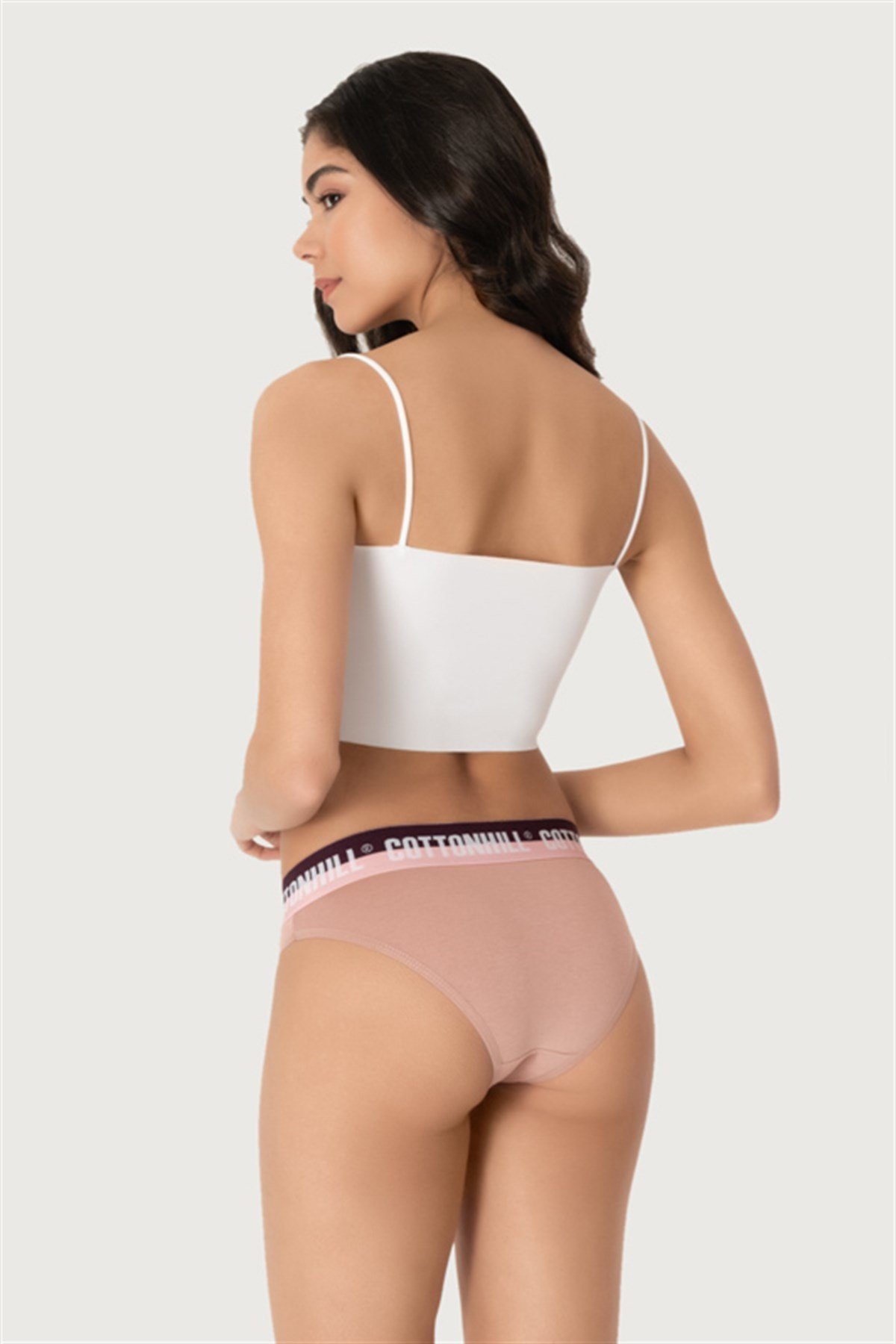 Kahverengi Basic Spor Kalın Lastikli Pamuk Kadın Bikini Külot