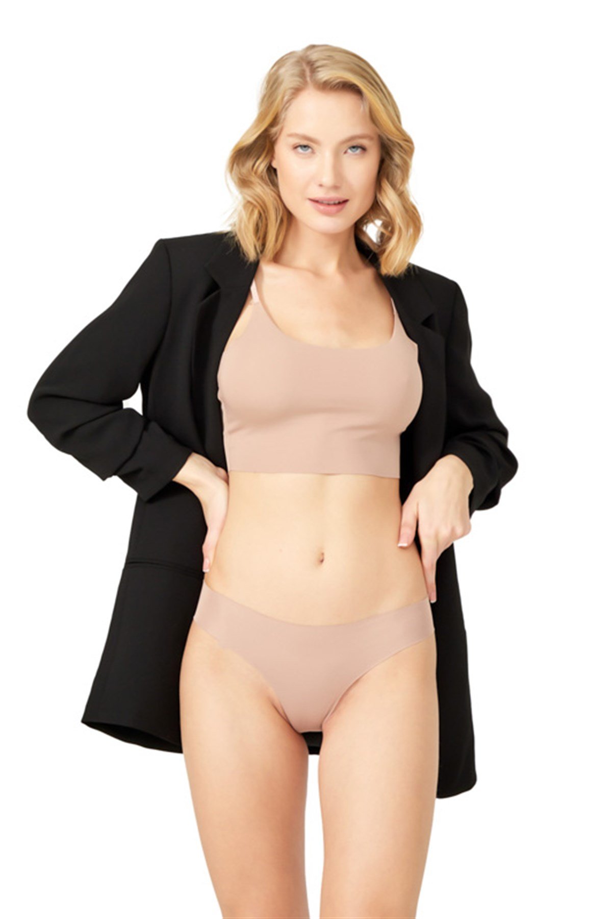Kahverengi Klasik Basic Lazer Kesim Kadın Bikini Külot