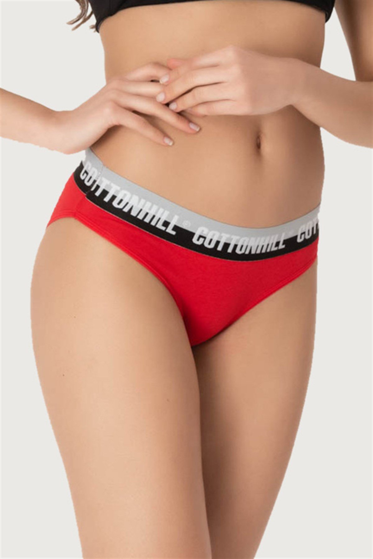 Kırmızı Basic Spor Kalın Lastikli Pamuk Kadın Bikini Külot