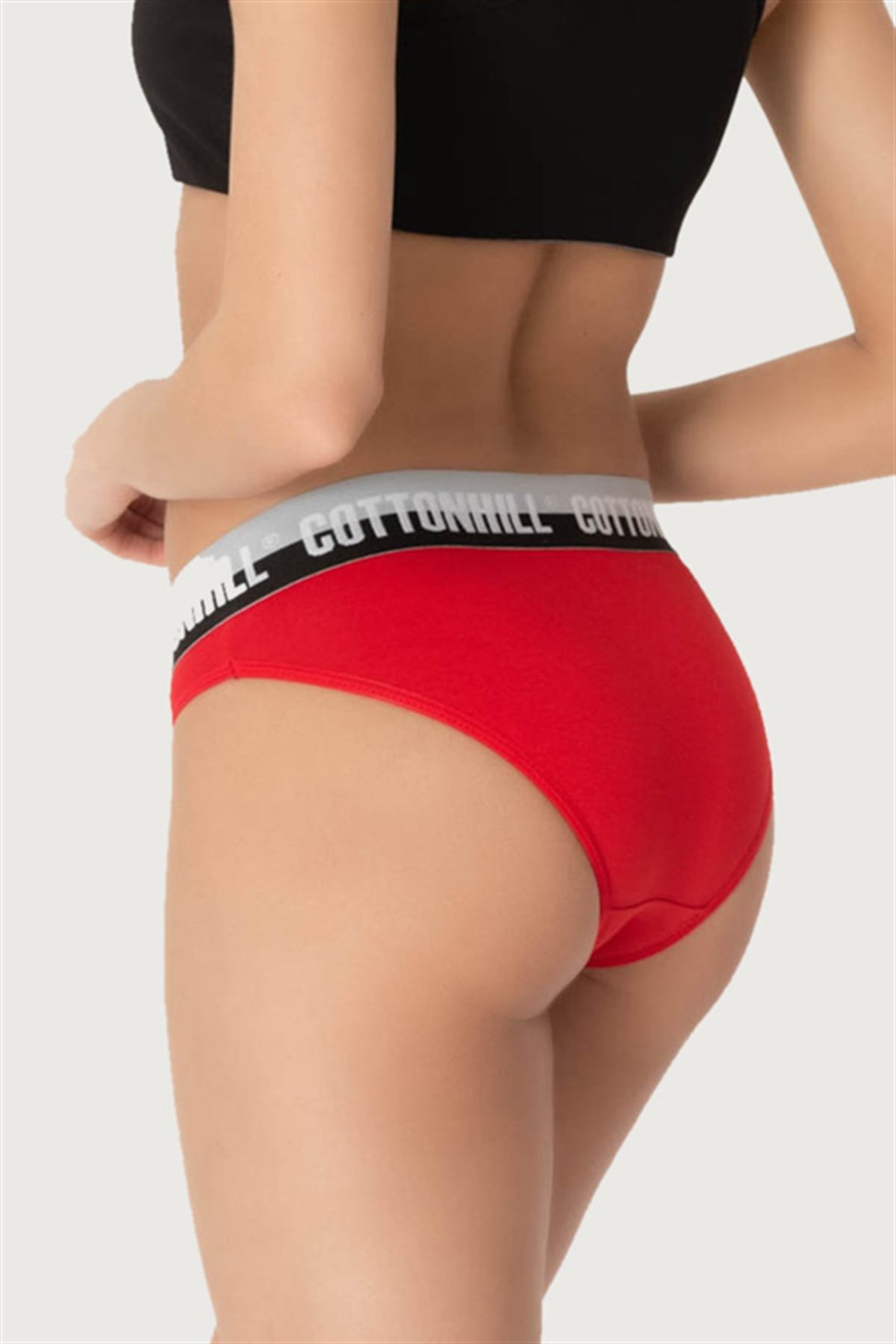 Kırmızı Basic Spor Kalın Lastikli Pamuk Kadın Bikini Külot