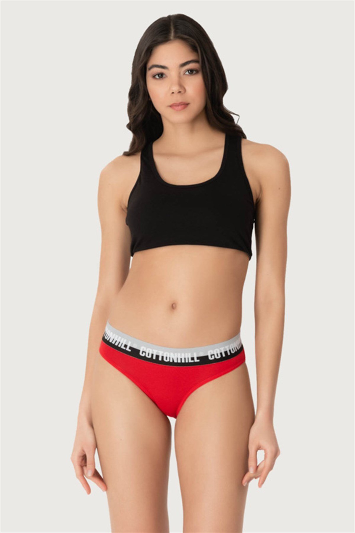 Kırmızı Basic Spor Kalın Lastikli Pamuk Kadın Bikini Külot
