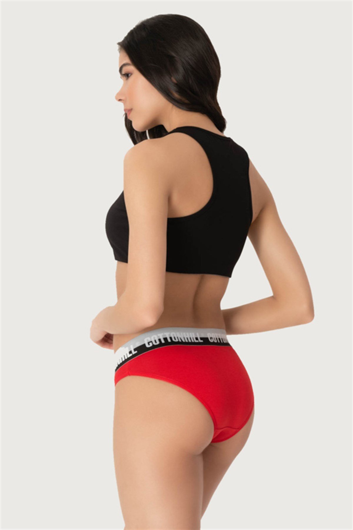Kırmızı Basic Spor Kalın Lastikli Pamuk Kadın Bikini Külot
