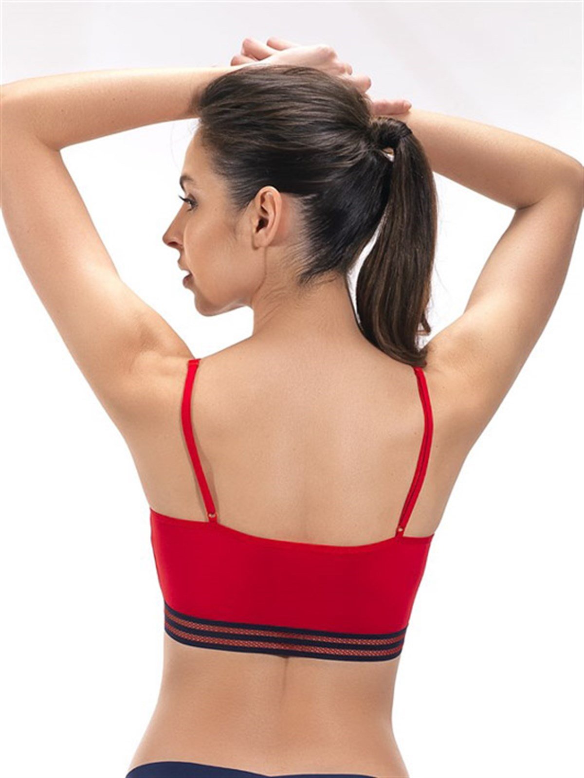 Kırmızı İnce Askılı Spor Kaplı Pamuk Balensiz Kadın Bralet Sütyen