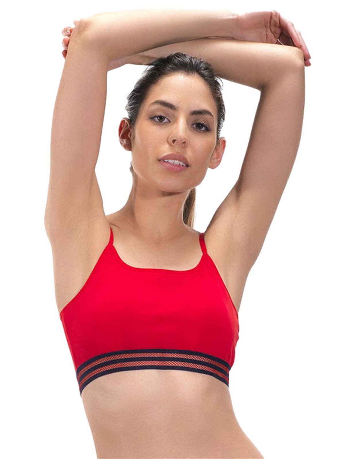 Kırmızı İnce Askılı Spor Kaplı Pamuk Balensiz Kadın Bralet Sütyen