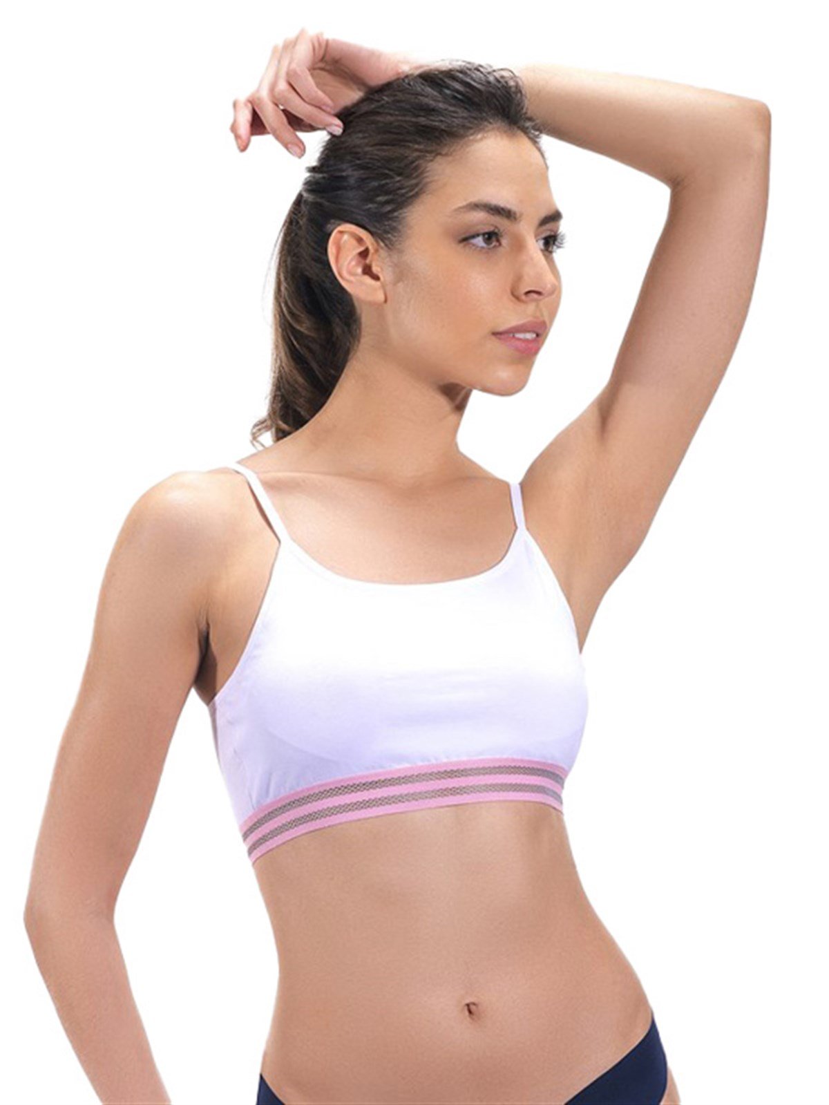 Krem İnce Askılı Spor Kaplı Pamuk Balensiz Kadın Bralet Sütyen