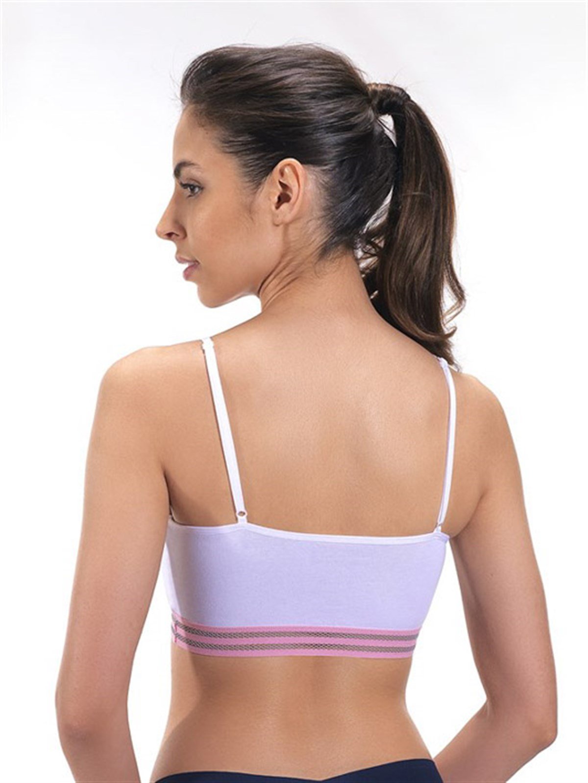 Krem İnce Askılı Spor Kaplı Pamuk Balensiz Kadın Bralet Sütyen