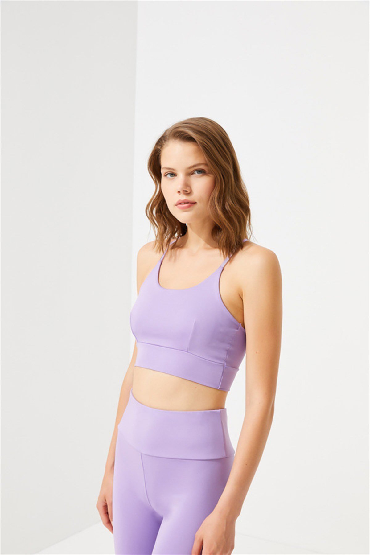 Lila Ayarlanabilir Askılı Hafif Destekli Crop Top Büstiyer