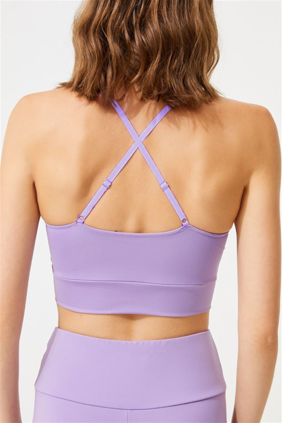 Lila Ayarlanabilir Askılı Hafif Destekli Crop Top Büstiyer