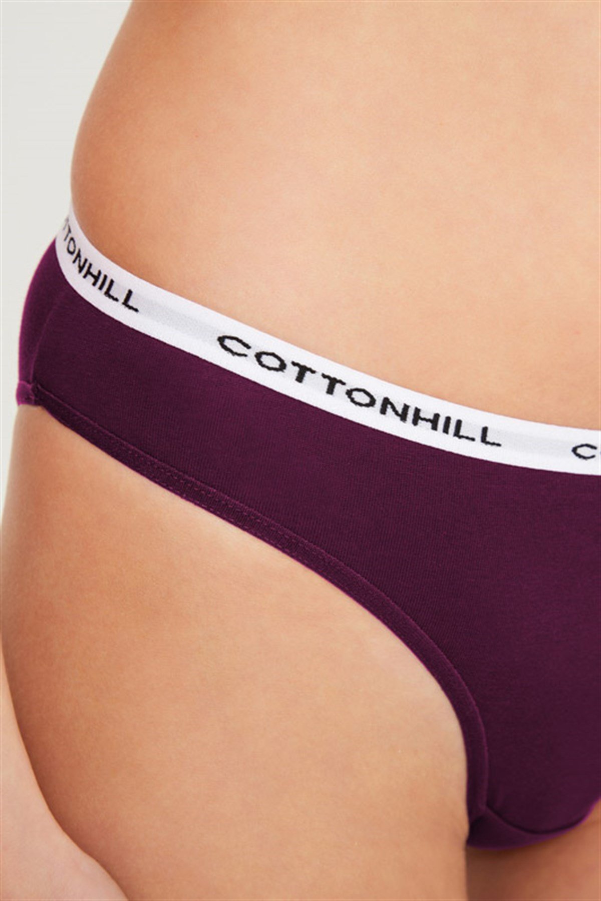 Mürdüm Basic Pamuklu Yazılı Lastik Detaylı Bikini Külot