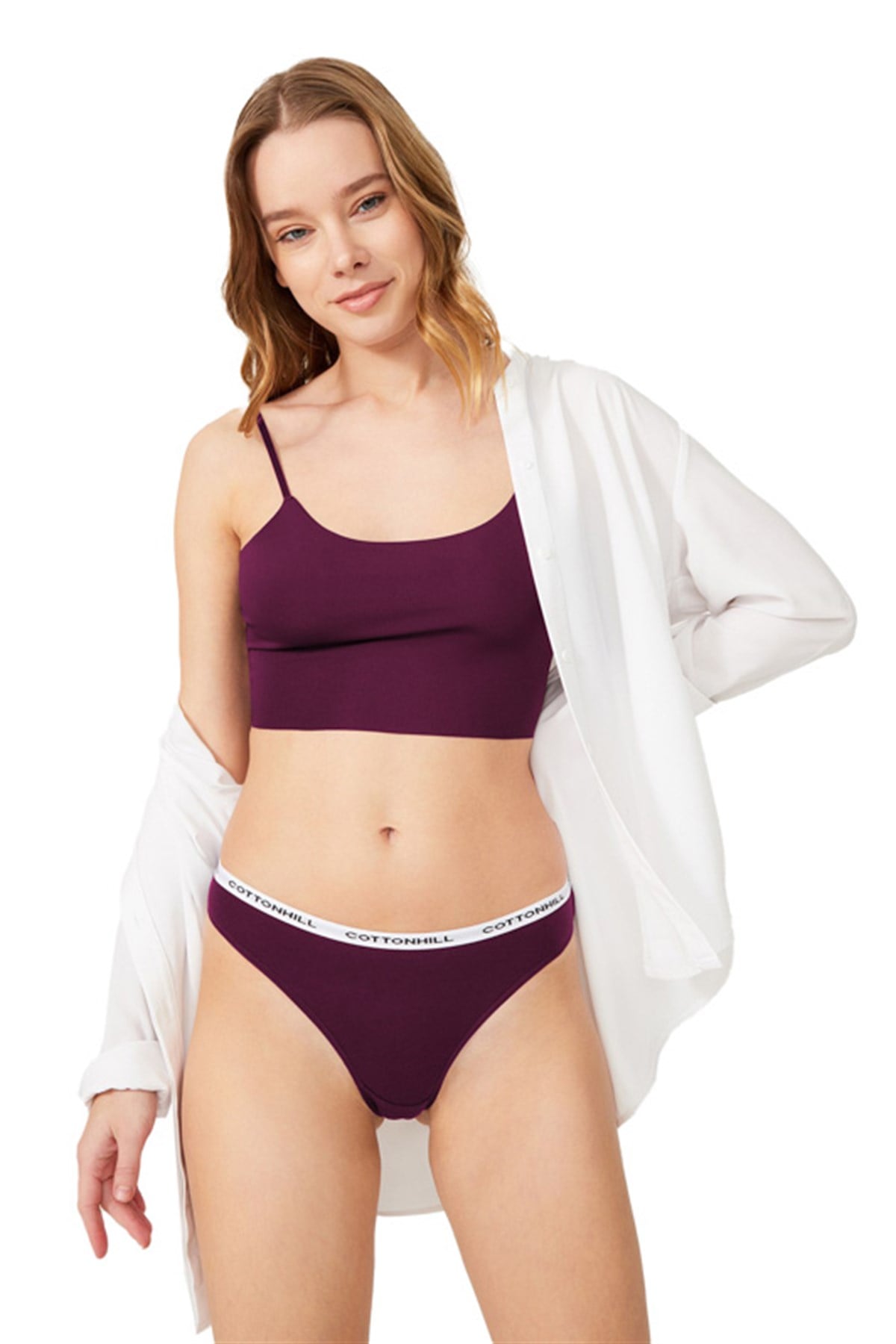 Mürdüm Basic Pamuklu Yazılı Lastik Detaylı Bikini Külot