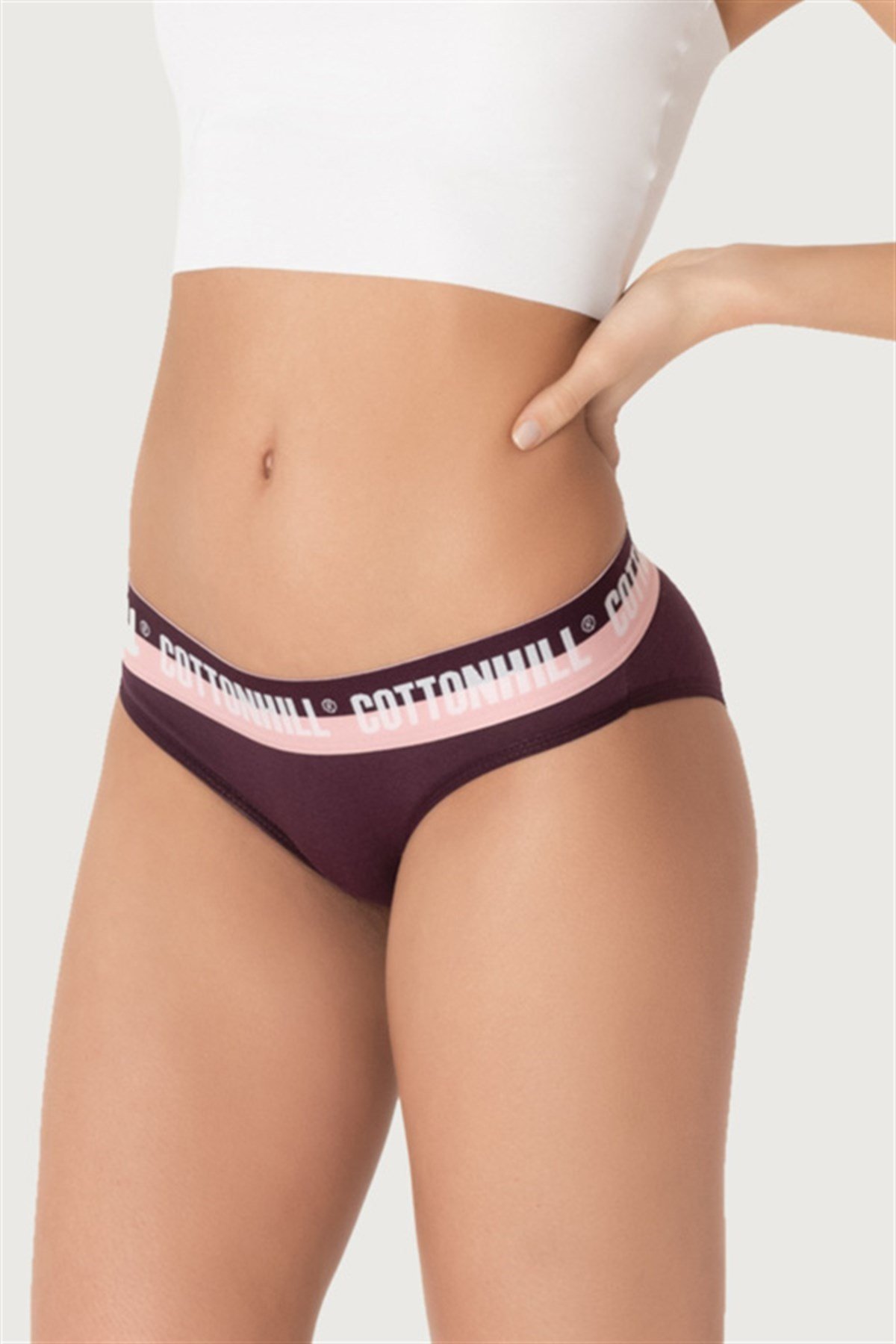 Mürdüm Basic Spor Kalın Lastikli Pamuk Kadın Bikini Külot