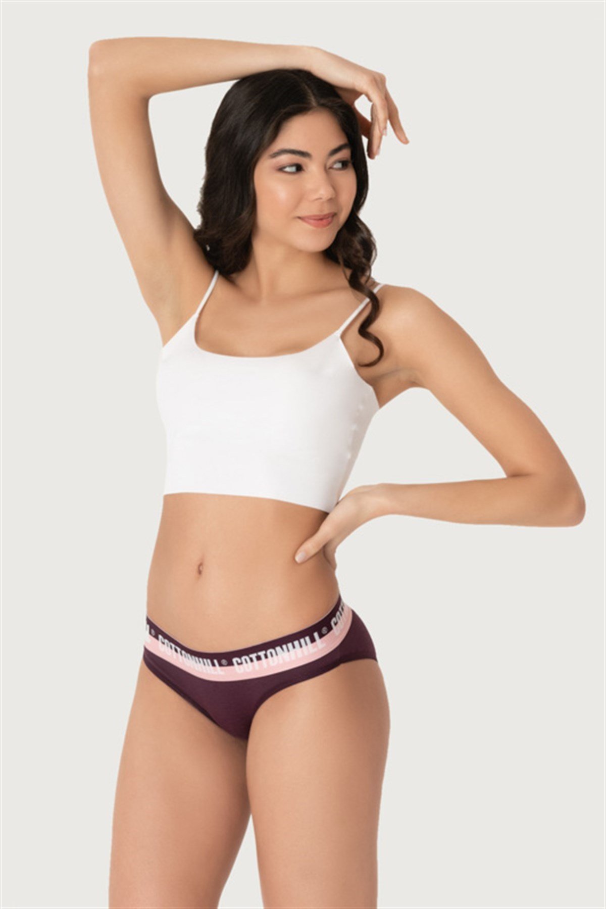 Mürdüm Basic Spor Kalın Lastikli Pamuk Kadın Bikini Külot