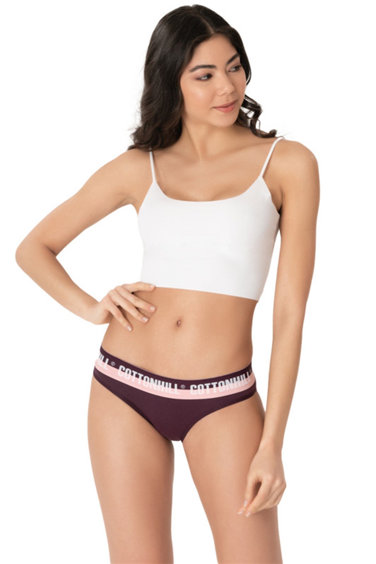 Mürdüm Basic Spor Kalın Lastikli Pamuk Kadın Bikini Külot