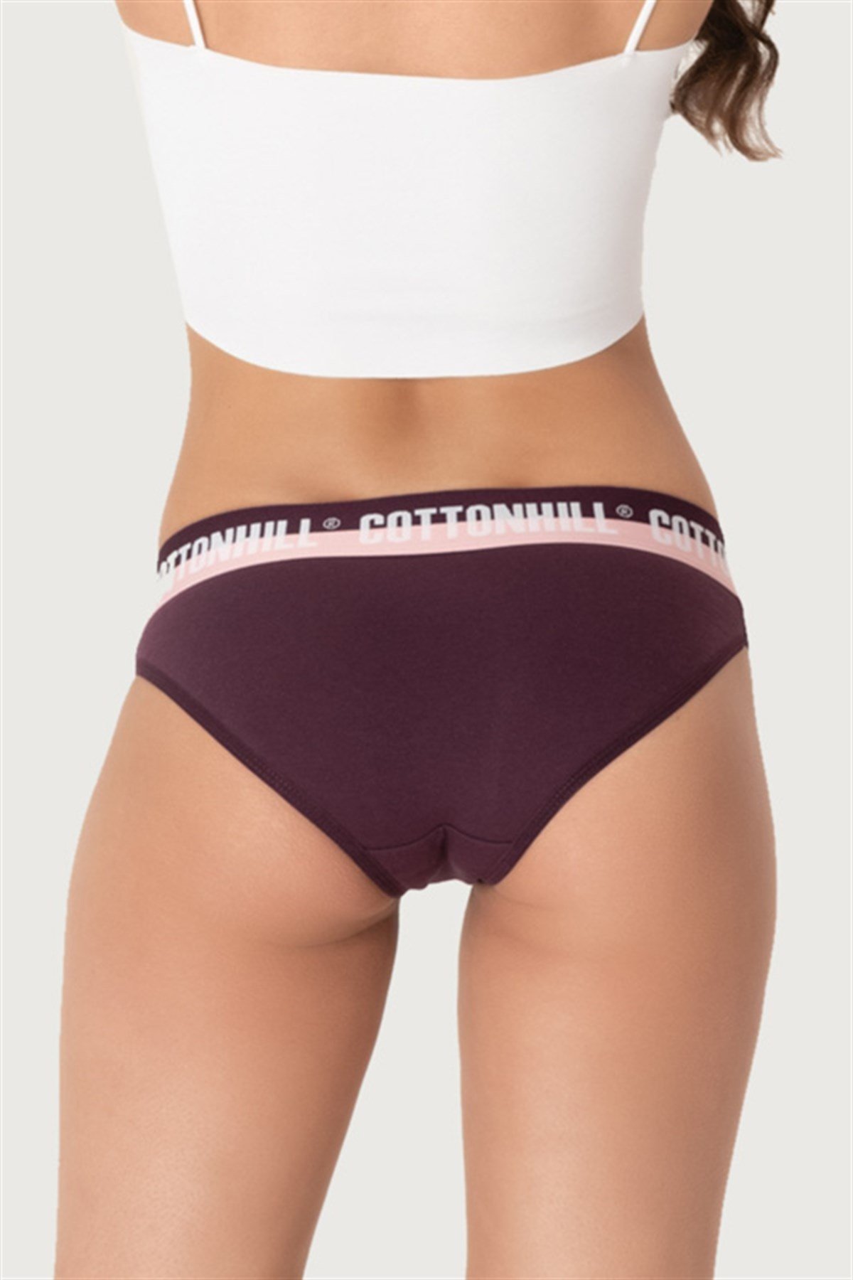 Mürdüm Basic Spor Kalın Lastikli Pamuk Kadın Bikini Külot