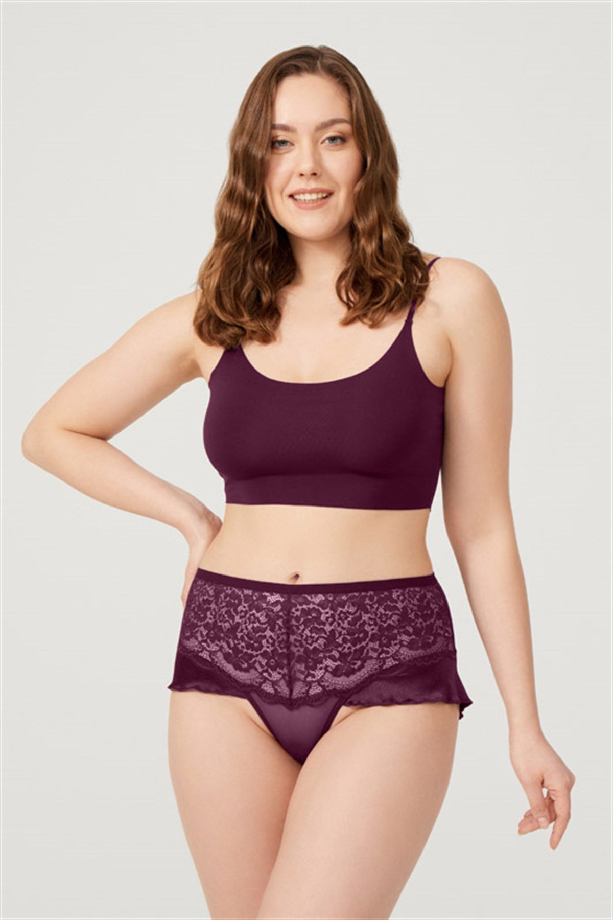 Önü Dantel Arkası Transparan Büyük Beden Bikini Kü