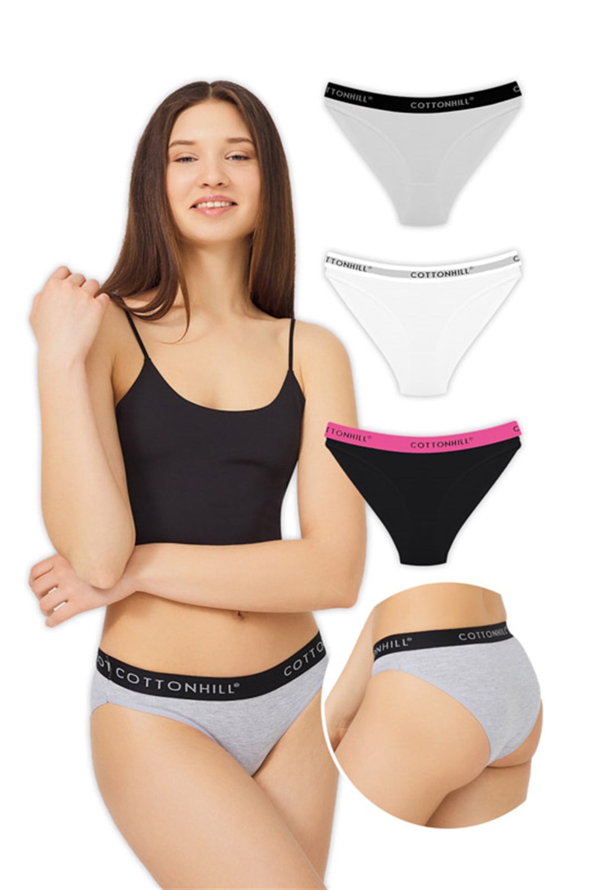 Pamuklu Basic Kadın Bikini Külot 3'lü Paket - 4