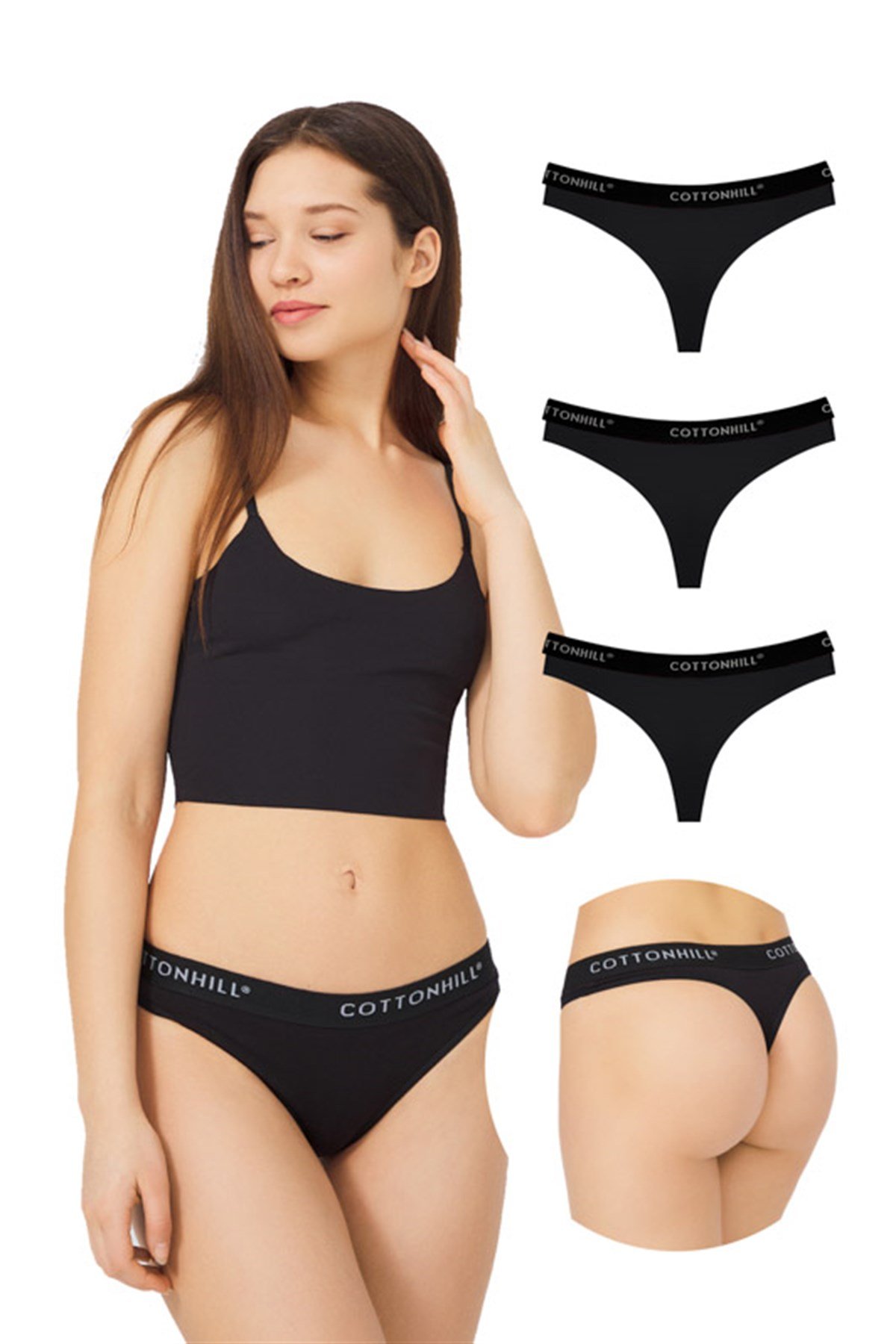 Pamuklu Basic Kadın Tanga Külot 3'lü Paket