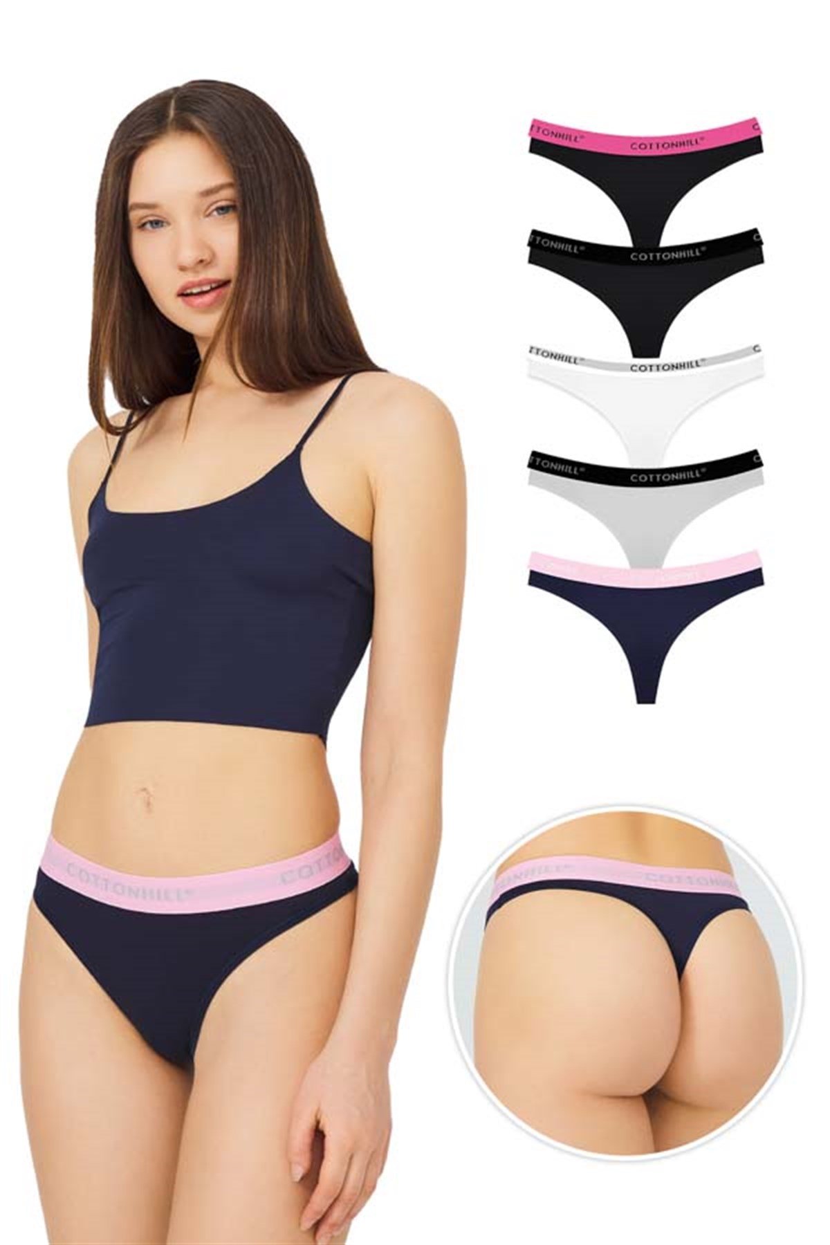 Pamuklu Basic Kadın Tanga Külot 5'li Paket - 2