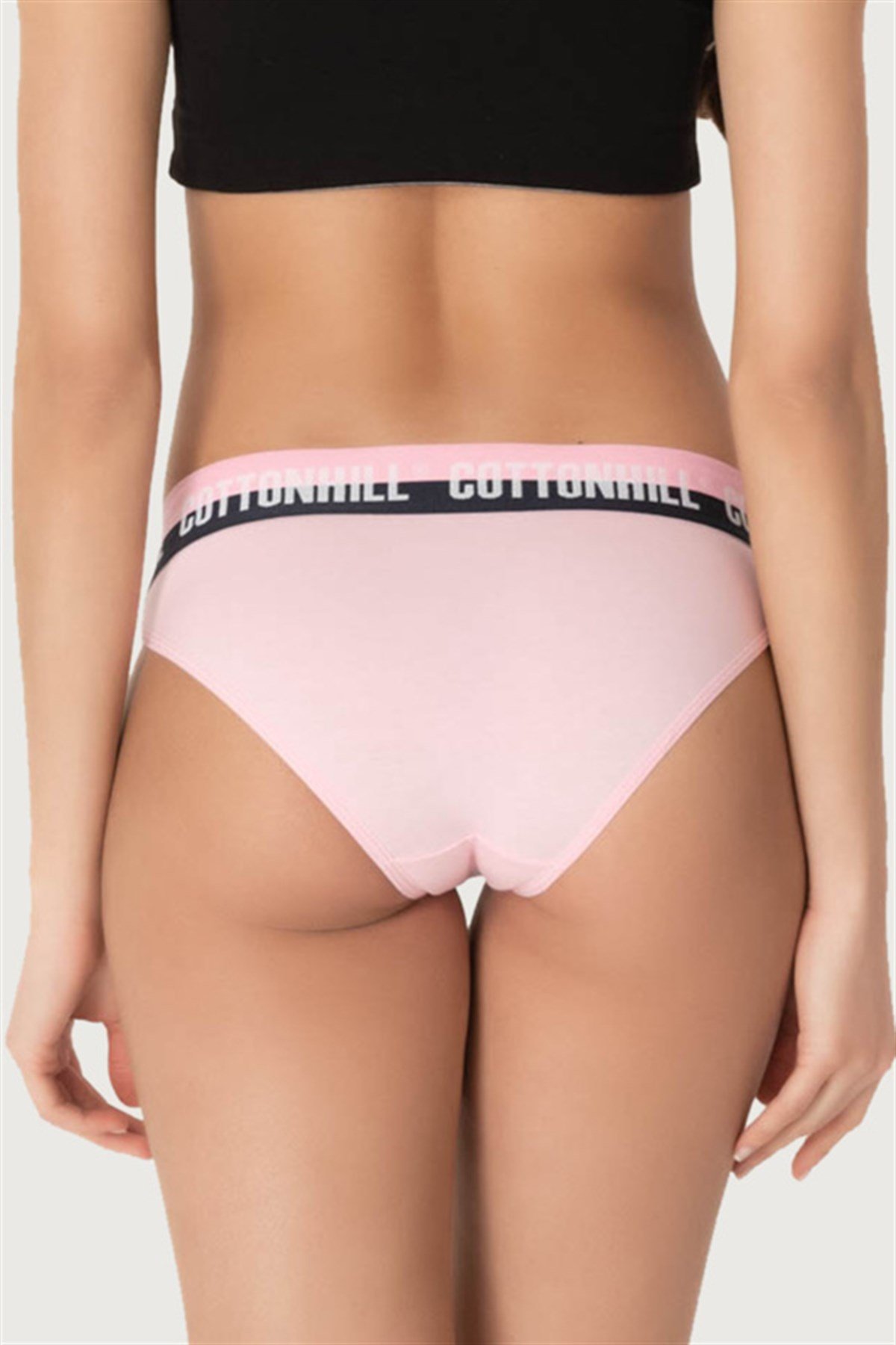 Pembe Basic Spor Kalın Lastikli Pamuk Kadın Bikini Külot