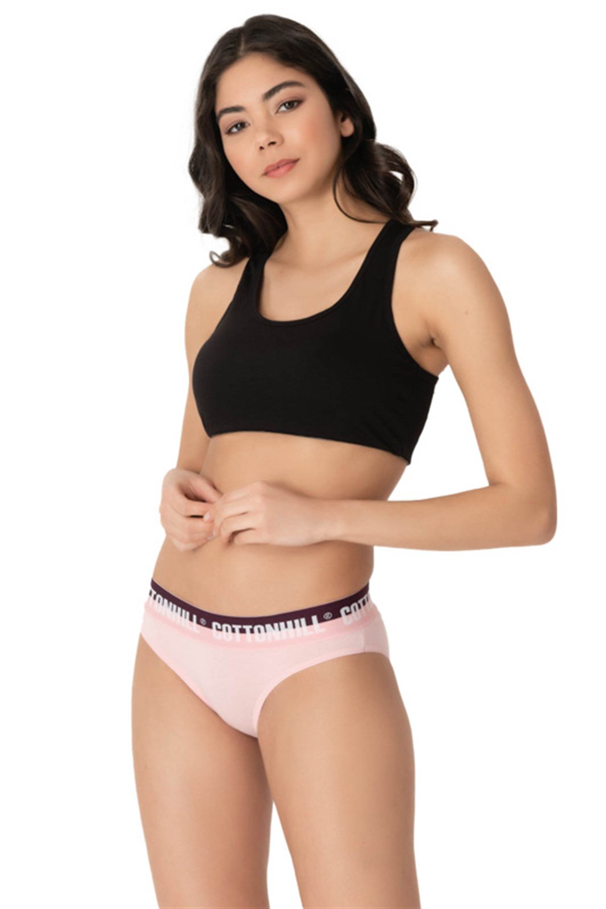 Pudra Basic Spor Kalın Lastikli Pamuk Kadın Bikini Külot
