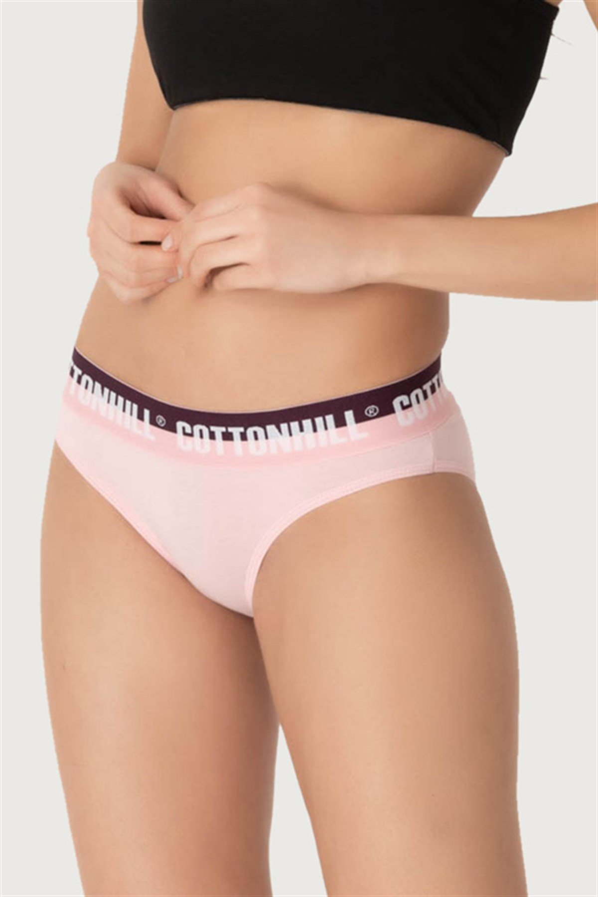 Pudra Basic Spor Kalın Lastikli Pamuk Kadın Bikini Külot