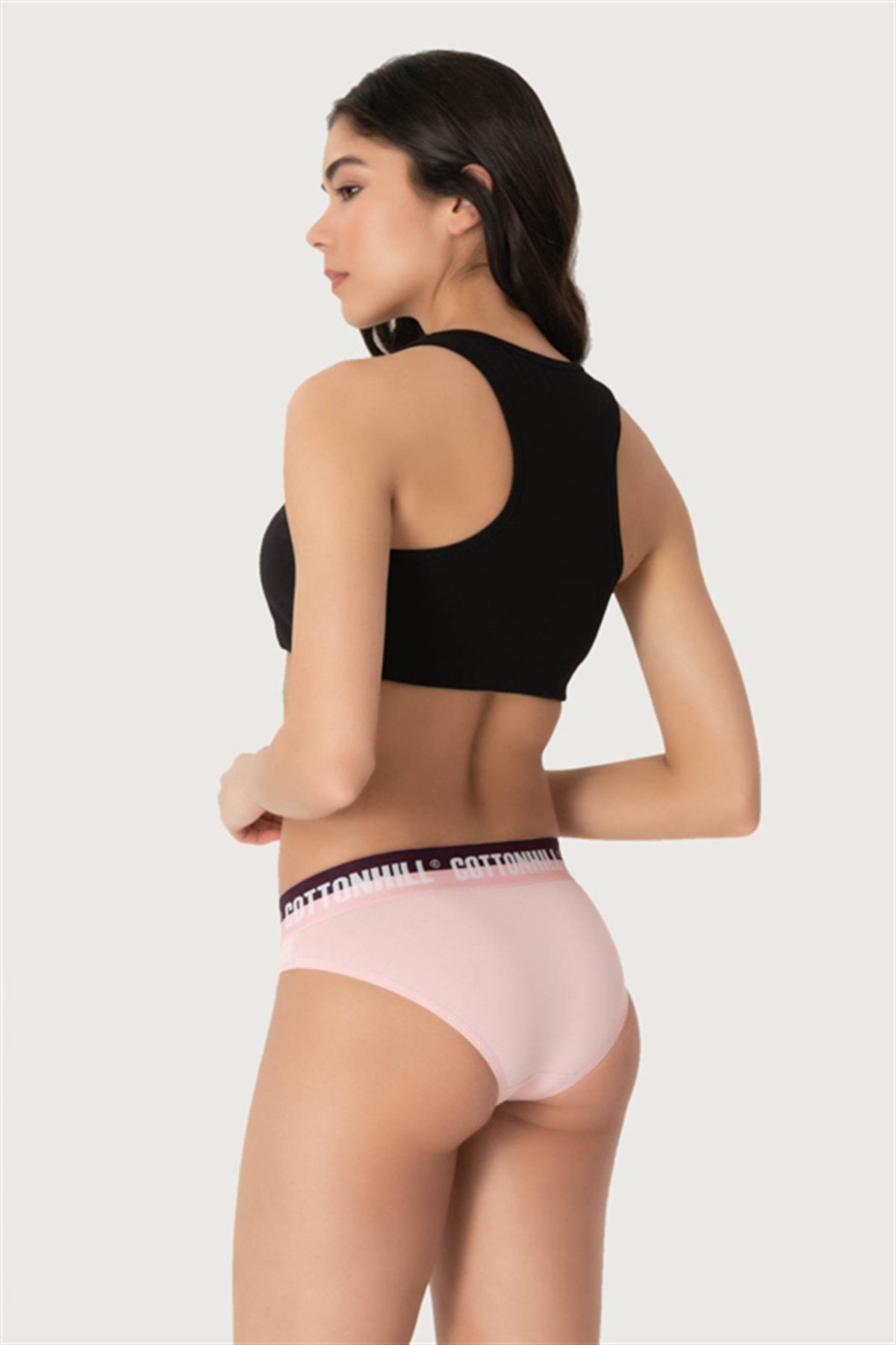 Pudra Basic Spor Kalın Lastikli Pamuk Kadın Bikini Külot