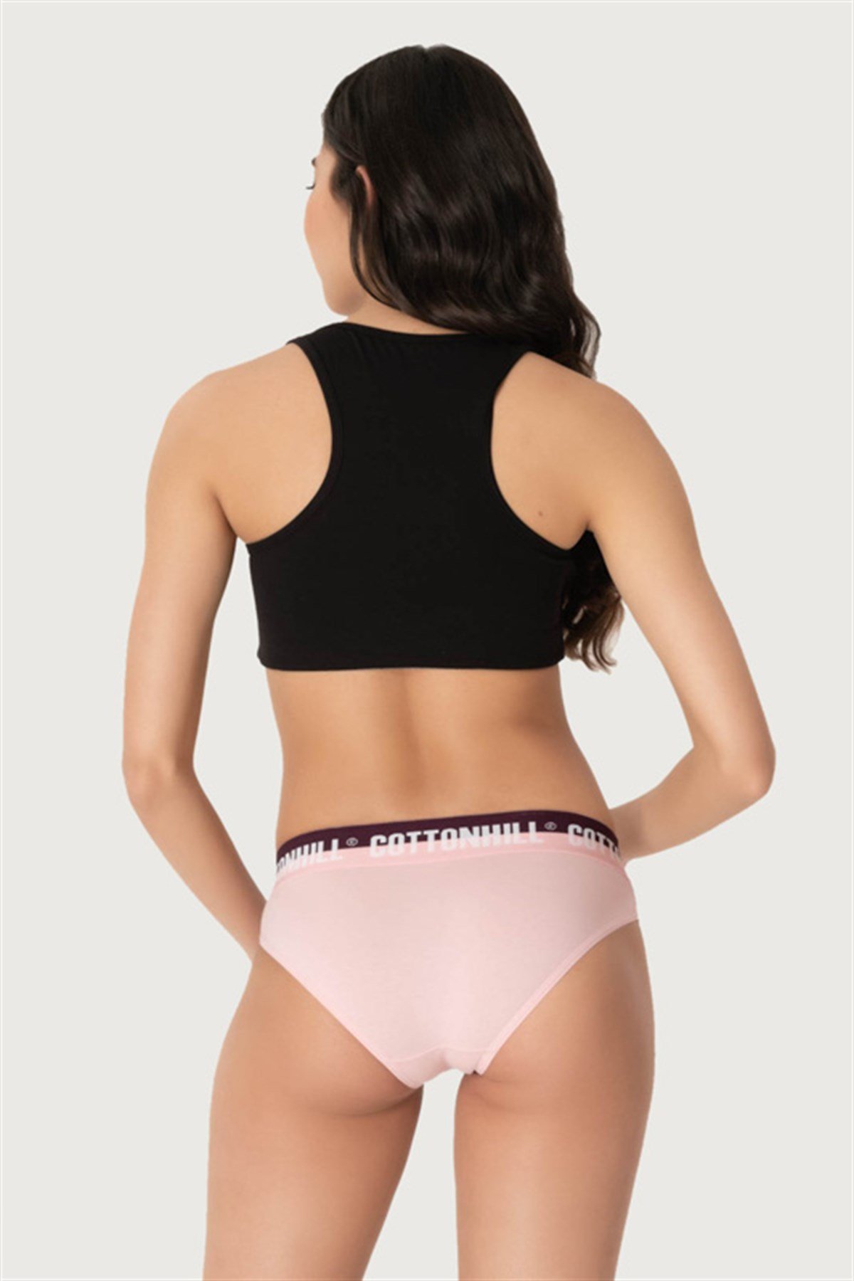 Pudra Basic Spor Kalın Lastikli Pamuk Kadın Bikini Külot