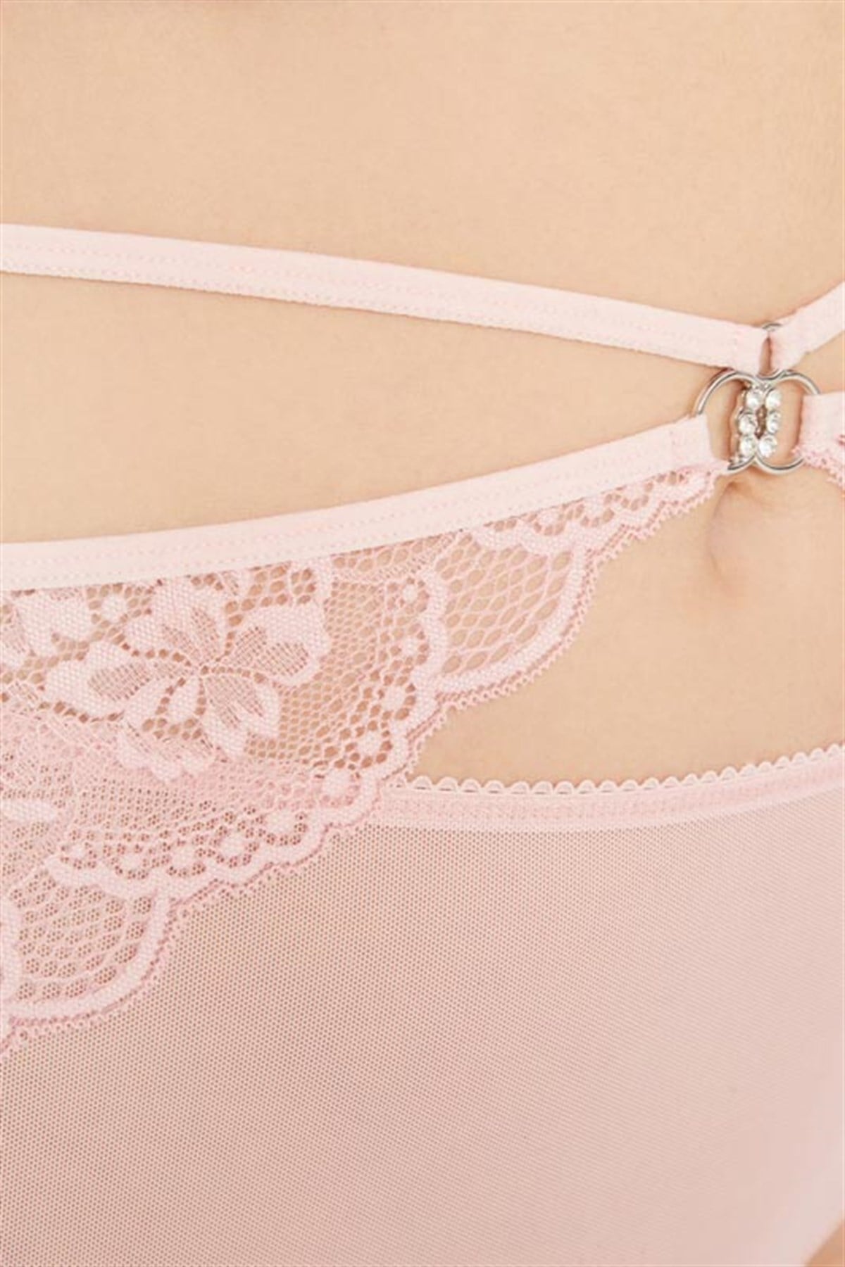 Pudra Önü Tül Arkası Dantelli Büyük Beden Bikini Külot