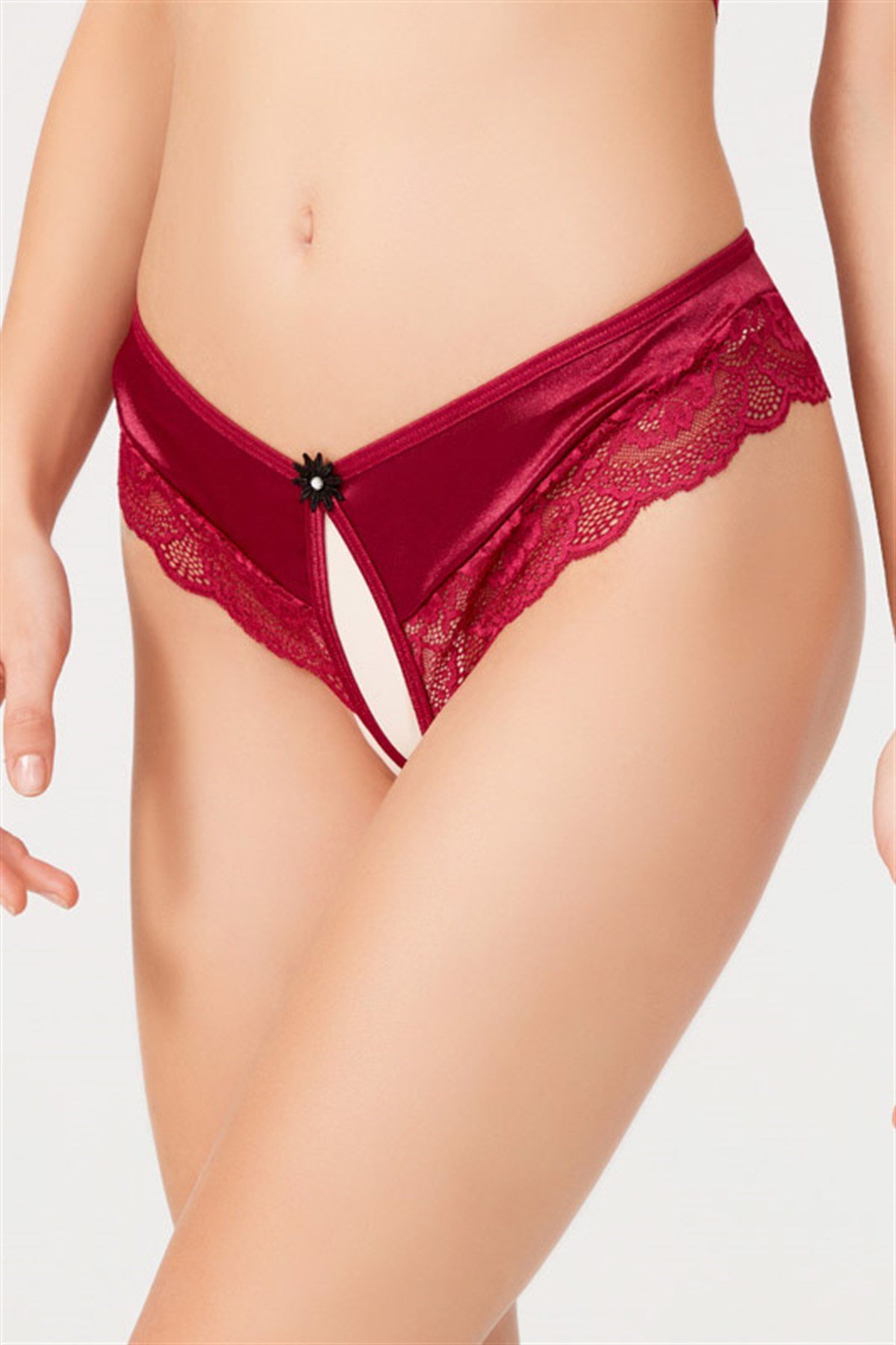 Saten Özel Bölgesi Açık Dantelli Kadın String 5'li Paket Külot
