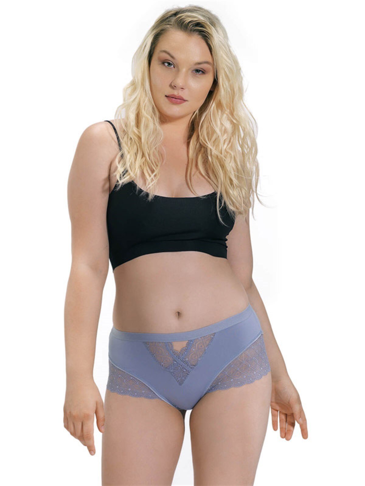 Sincap Grisi Dantel Detaylı Büyük Beden Kadın Bikini Külot