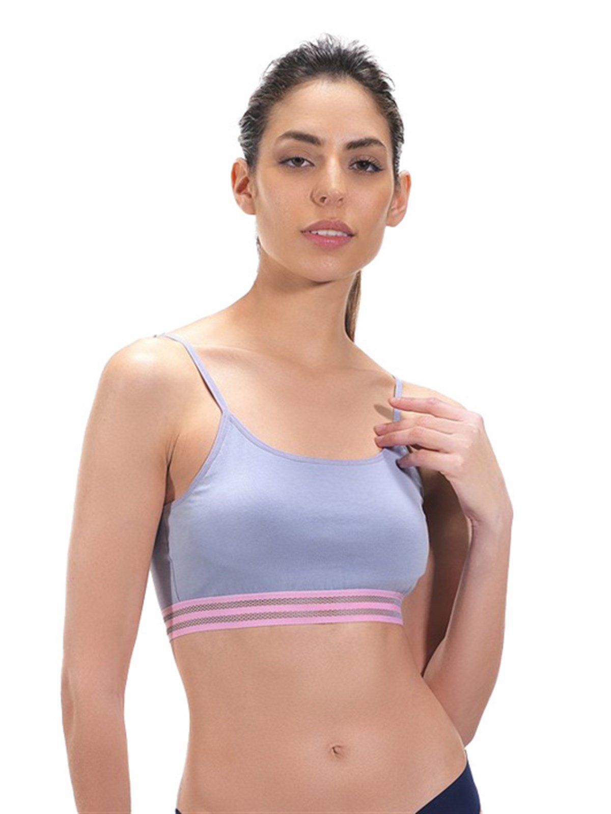 Sincap Grisi İnce Askılı Spor Kaplı Pamuk Kadın Bralet Sütyen