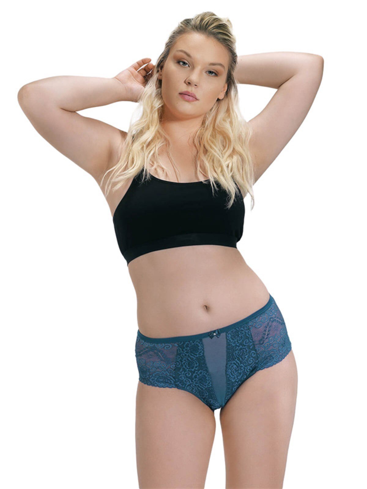 Transparan Dantelli Büyük Beden Kadın Bikini Külot