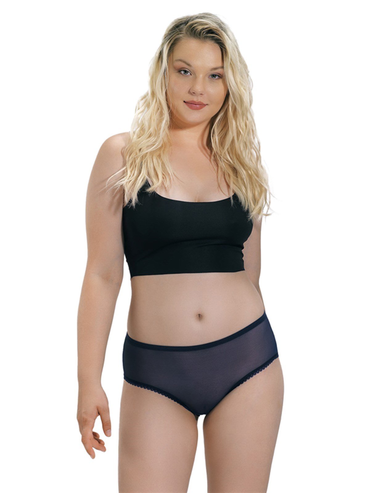 Transparan Dantelli Büyük Beden Kadın Bikini Külot