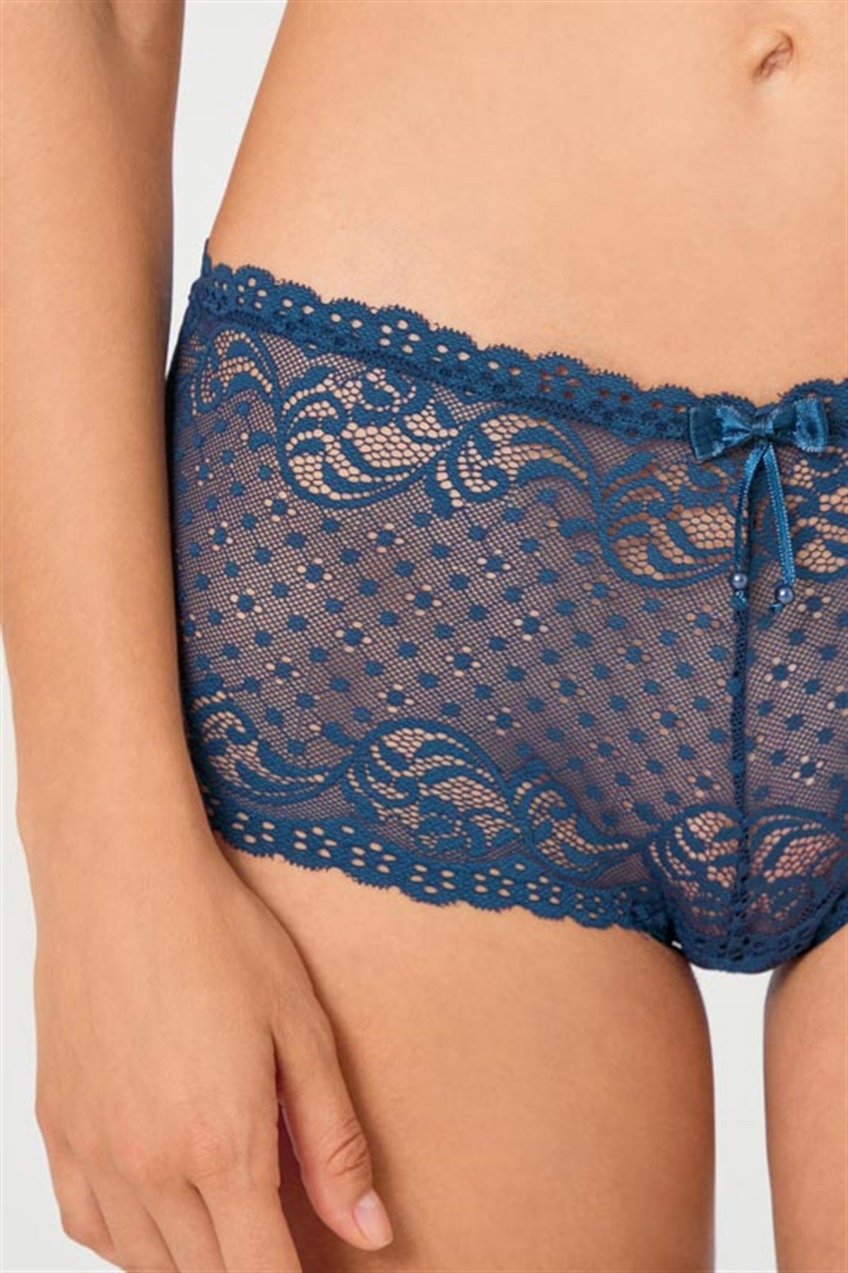 Transparan Dantelli Kadın Tanga Şort Külot 3'lü Paket - 3
