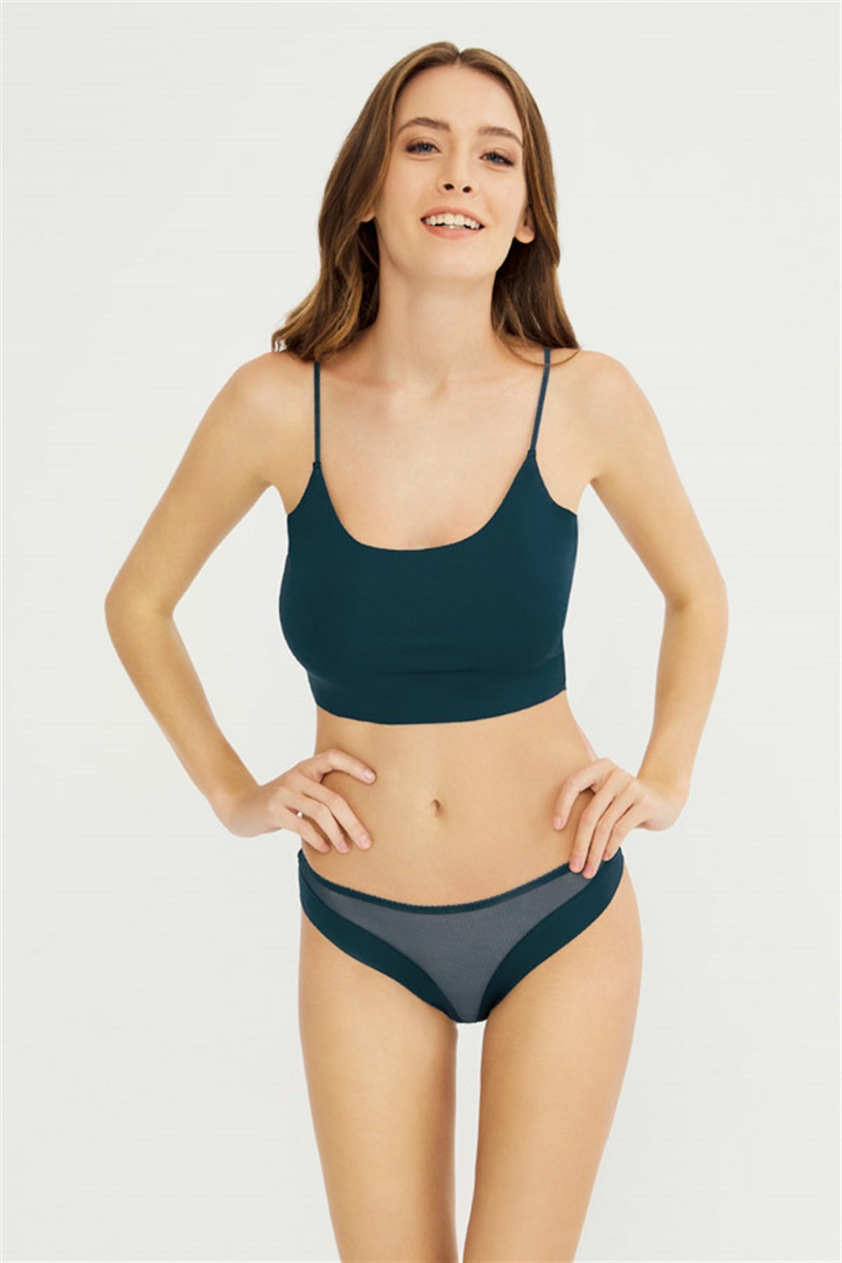 Transparan Tüllü Lazer Kesim Kadın Bikini Külot 5'