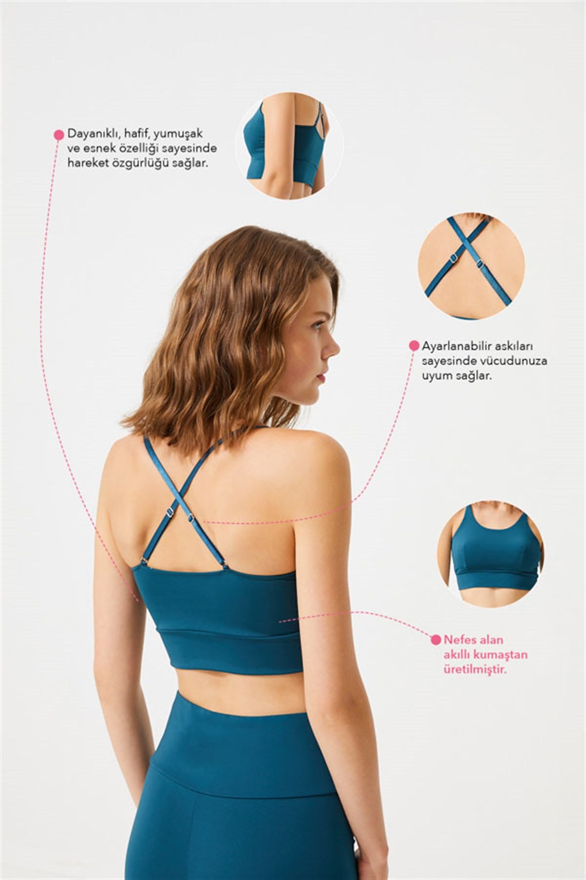 Yeşil Ayarlanabilir Askılı Hafif Destekli Crop Top Büstiyer