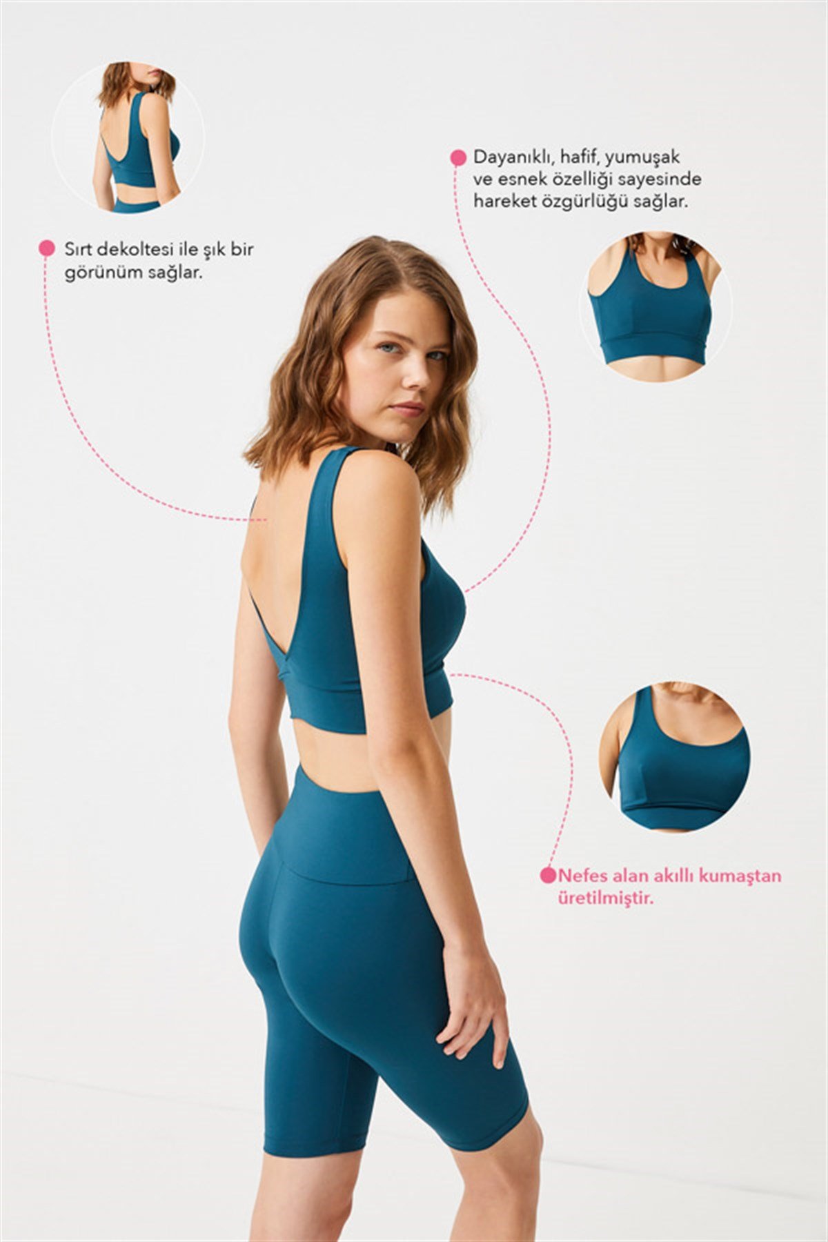 Yeşil Hafif Destekli Sırt Detaylı Kaplı Crop Top Büstiyer
