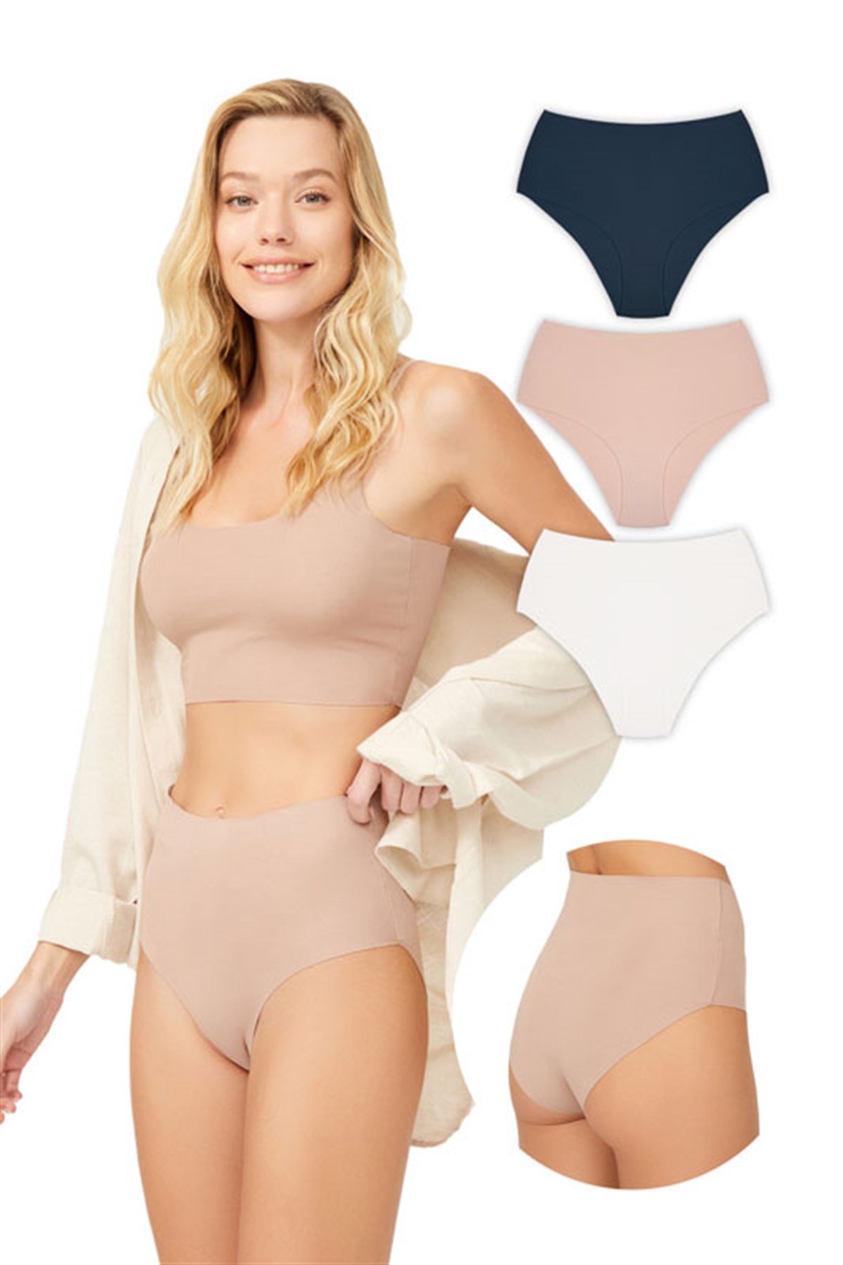 3'lü Paket Lazer Kesim Bikini Külot
