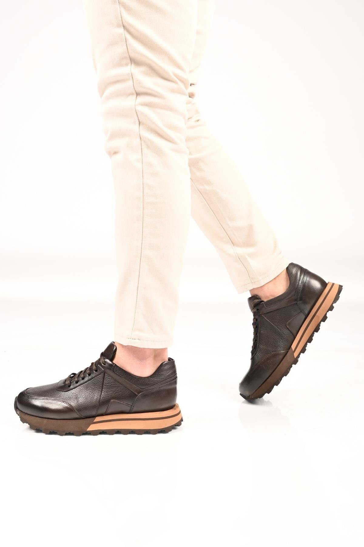 Bestello Bağcıklı Eva Taban Hakiki Deri Sneaker 172-64176 Erkek Ayakkabı172-64176_KAHVE_39Sneakers