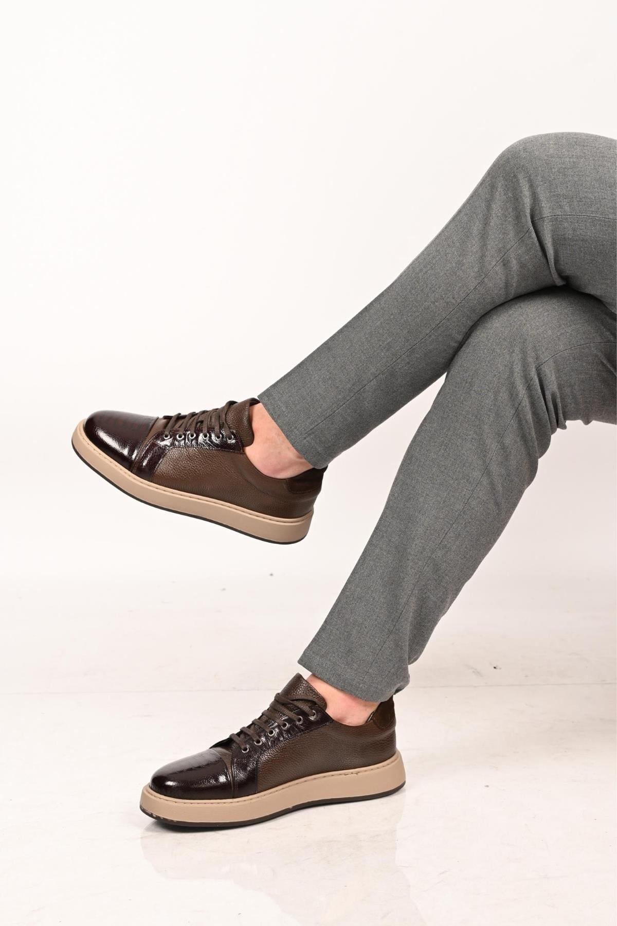 Bestello Bağcıklı Eva Taban Hakiki Deri Sneaker 172-64340 Erkek Ayakkabı172-64340_KAHVE_39Sneakers