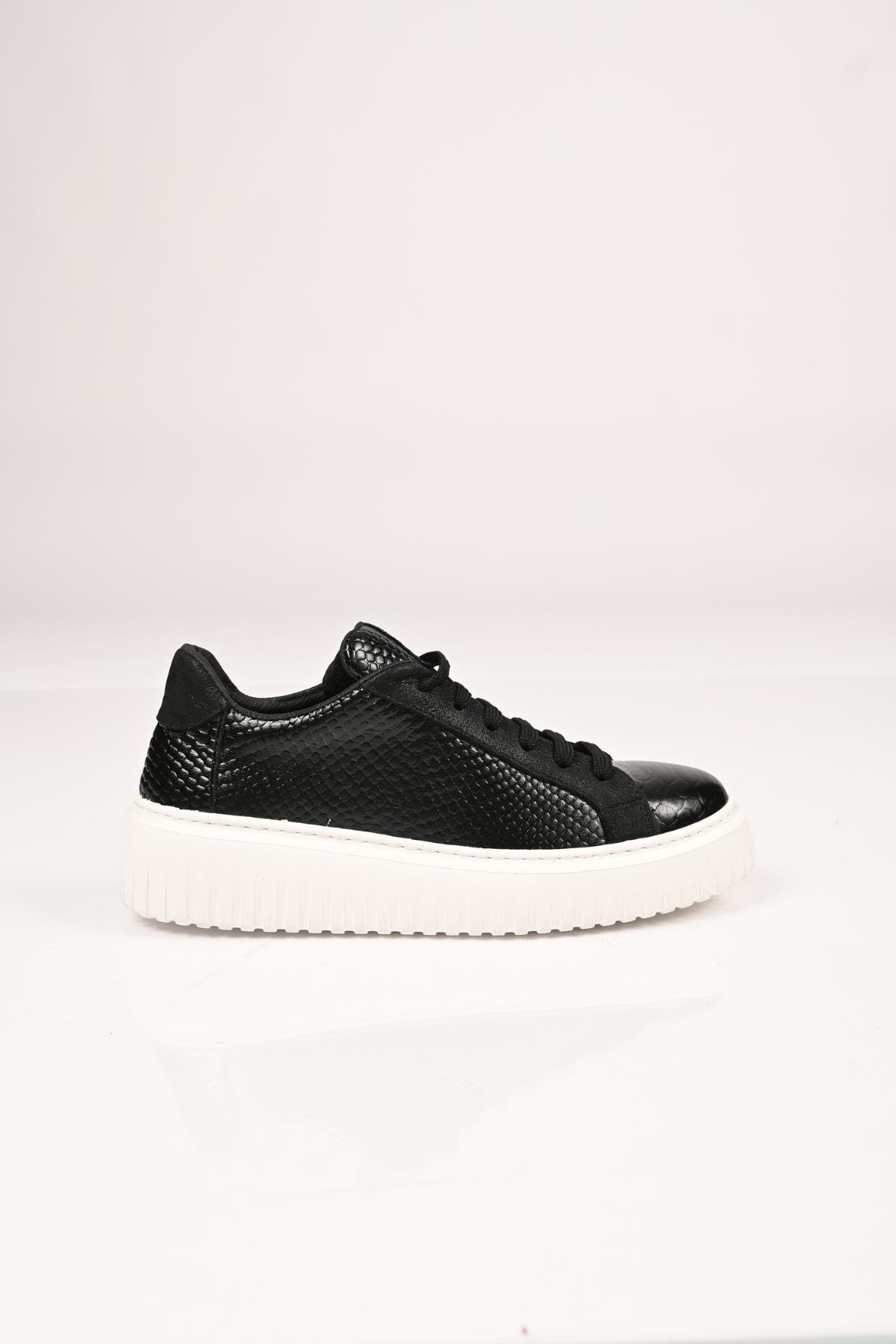 Bestello Bağcıklı Eva Taban Hakiki Deri Sneaker 101-4406-01 Kadın Ayakkabı101-4406-01_SIYAH ANAK_36Sneaker