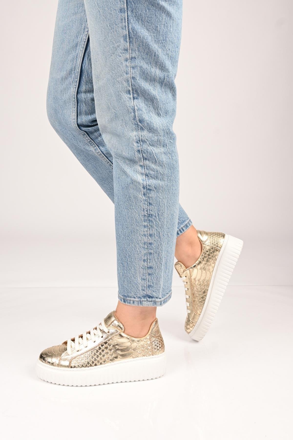 Bestello Bağcıklı Eva Taban Hakiki Deri Sneaker 101-4406-01 Kadın Ayakkabı101-4406-01_ALTIN ANAK_36Sneaker