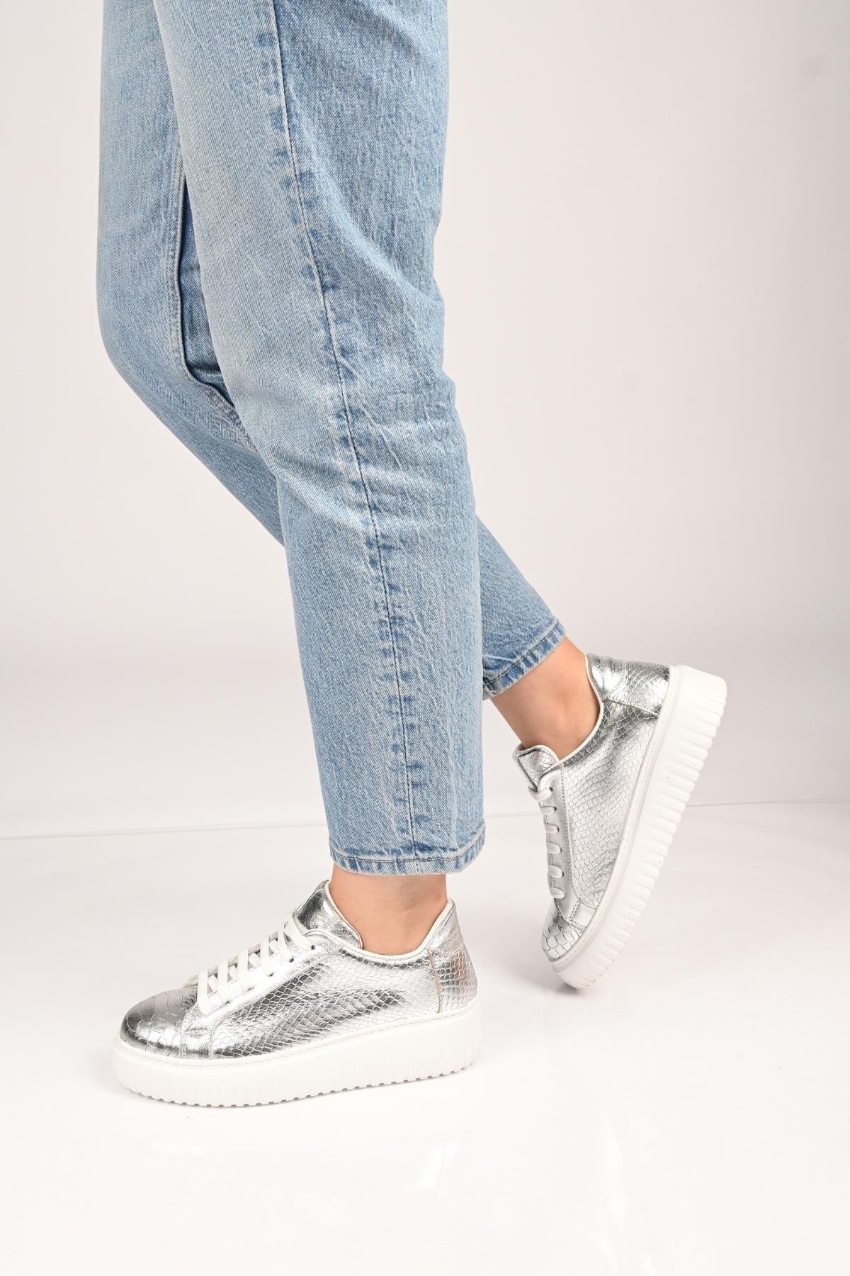 Bestello Bağcıklı Eva Taban Hakiki Deri Sneaker 101-4406-01 Kadın Ayakkabı101-4406-01_GUMUS ANAK_36Sneaker