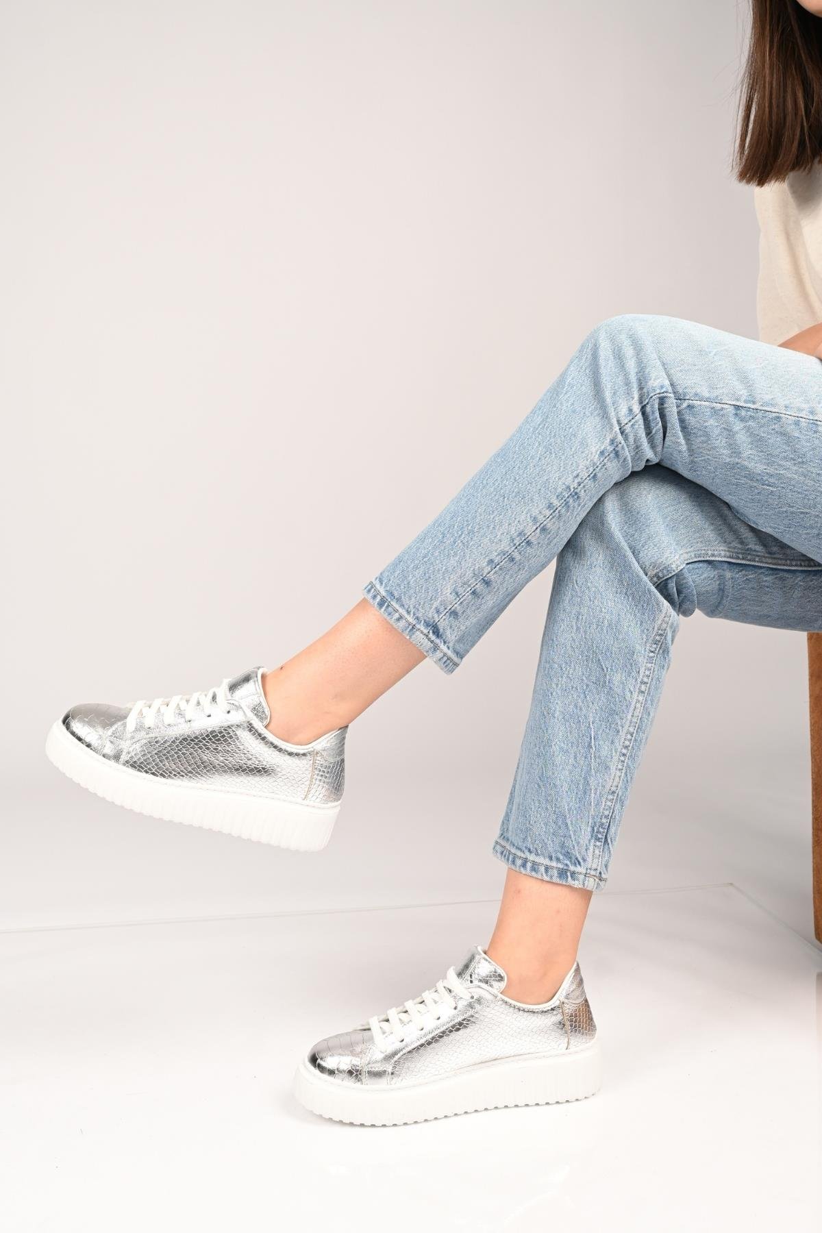 Bestello Bağcıklı Eva Taban Hakiki Deri Sneaker 101-4406-01 Kadın Ayakkabı101-4406-01_GUMUS ANAK_36Sneaker