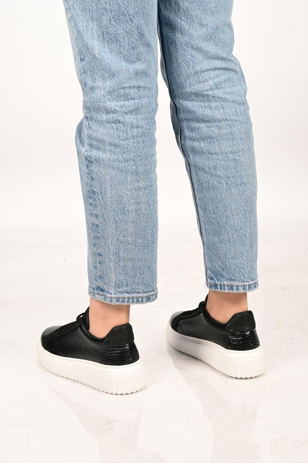 Bestello Bağcıklı Eva Taban Hakiki Deri Sneaker 101-4406-01 Kadın Ayakkabı101-4406-01_SIYAH ANAK_36Sneaker