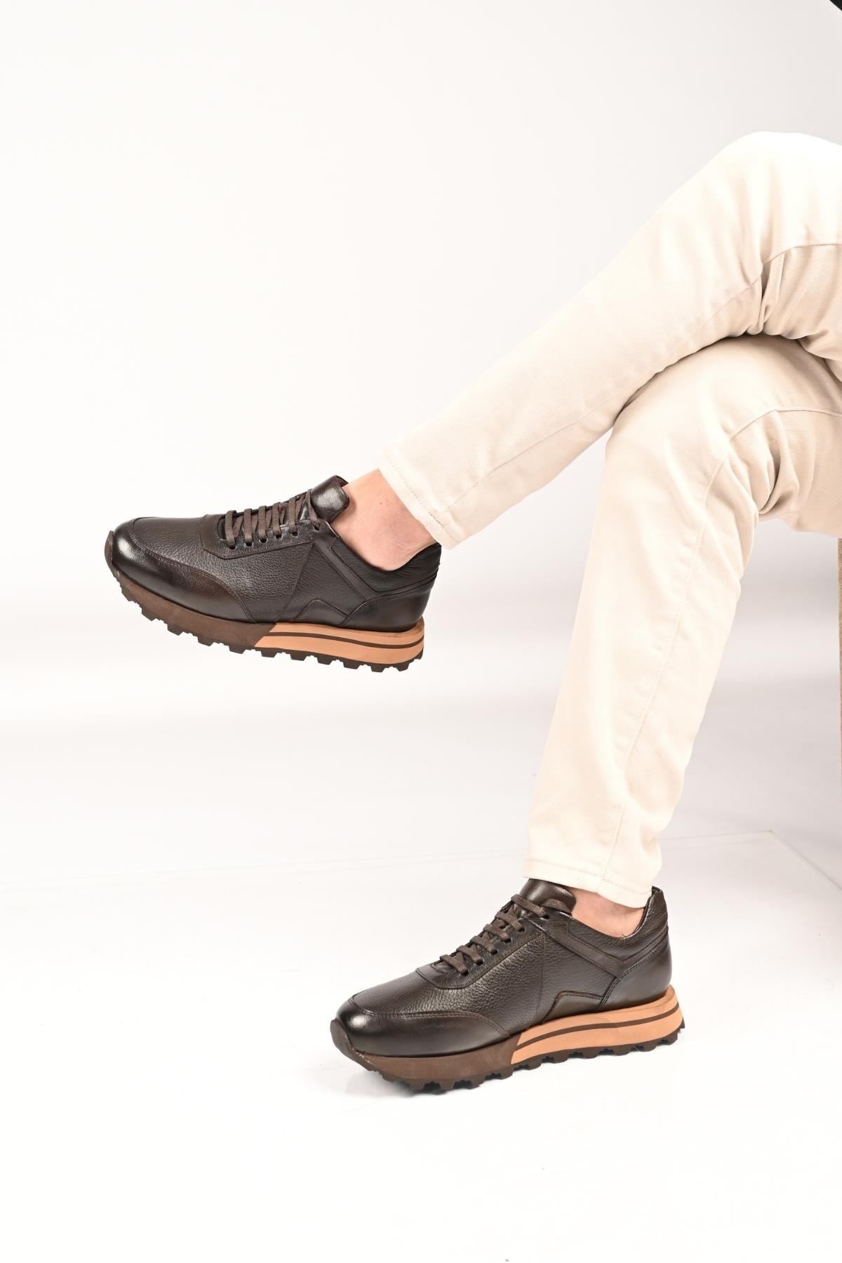 Bestello Bağcıklı Eva Taban Hakiki Deri Sneaker 172-64176 Erkek Ayakkabı172-64176_KAHVE_39Sneakers