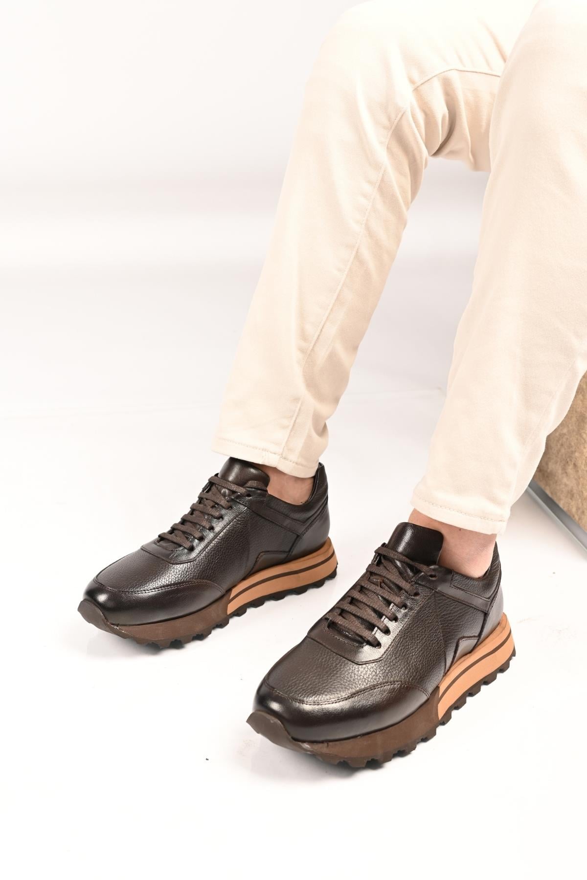 Bestello Bağcıklı Eva Taban Hakiki Deri Sneaker 172-64176 Erkek Ayakkabı172-64176_KAHVE_39Sneakers