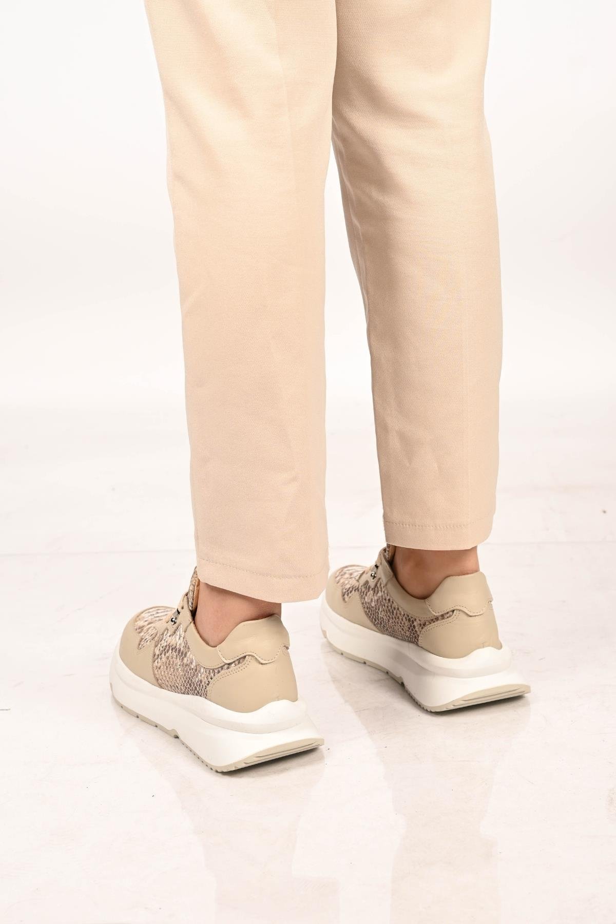 Bestello Bağcıklı Eva Taban Hakiki Deri Sneaker 101-8065-10 Kadın Ayakkabı101-8065-10_BEJ_36Sneaker