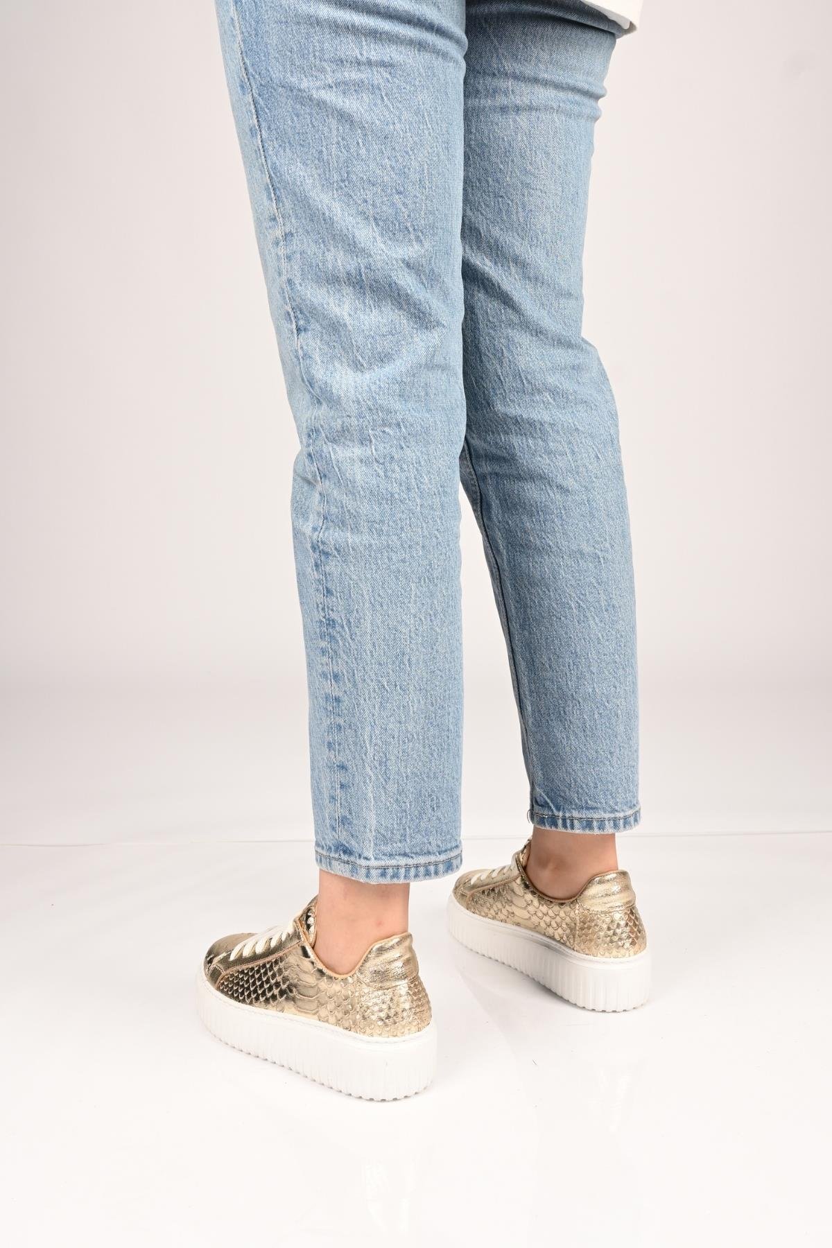 Bestello Bağcıklı Eva Taban Hakiki Deri Sneaker 101-4406-01 Kadın Ayakkabı101-4406-01_ALTIN ANAK_36Sneaker