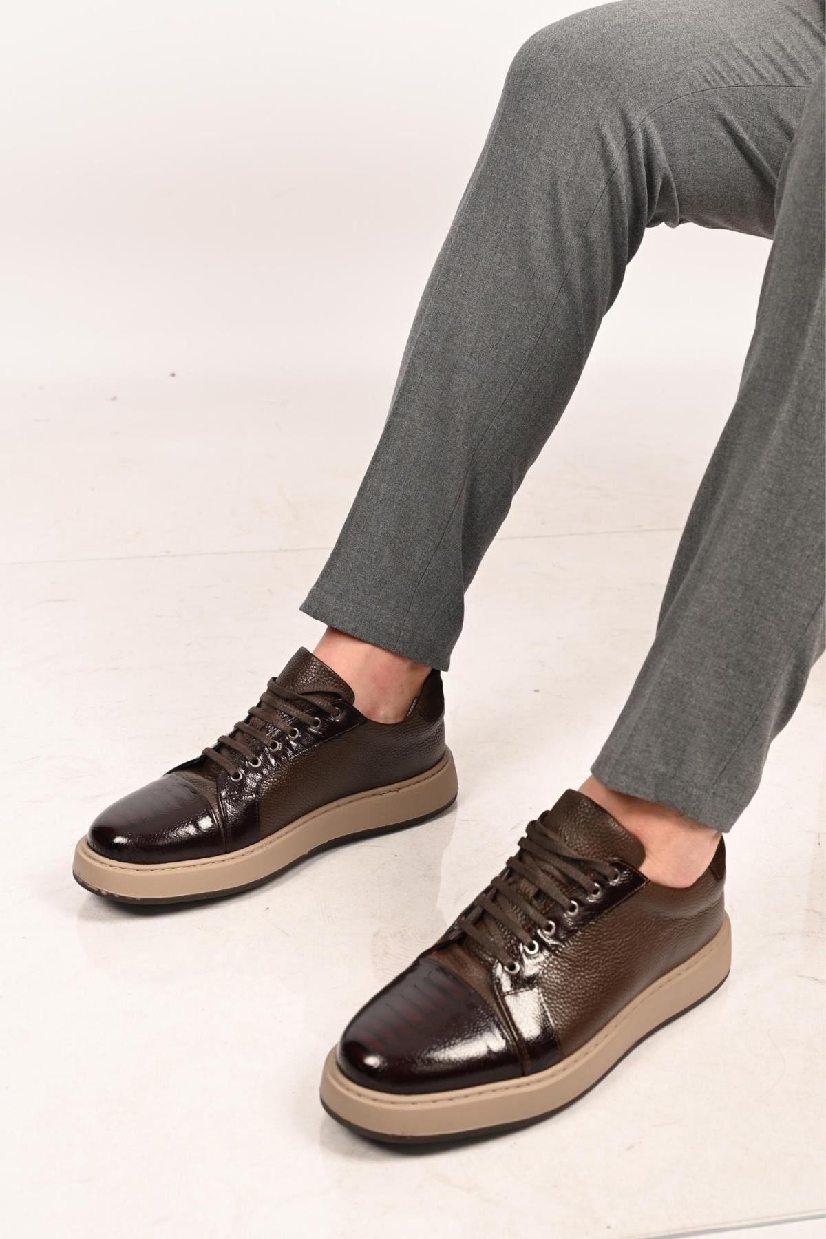 Bestello Bağcıklı Eva Taban Hakiki Deri Sneaker 172-64340 Erkek Ayakkabı172-64340_KAHVE_39Sneakers